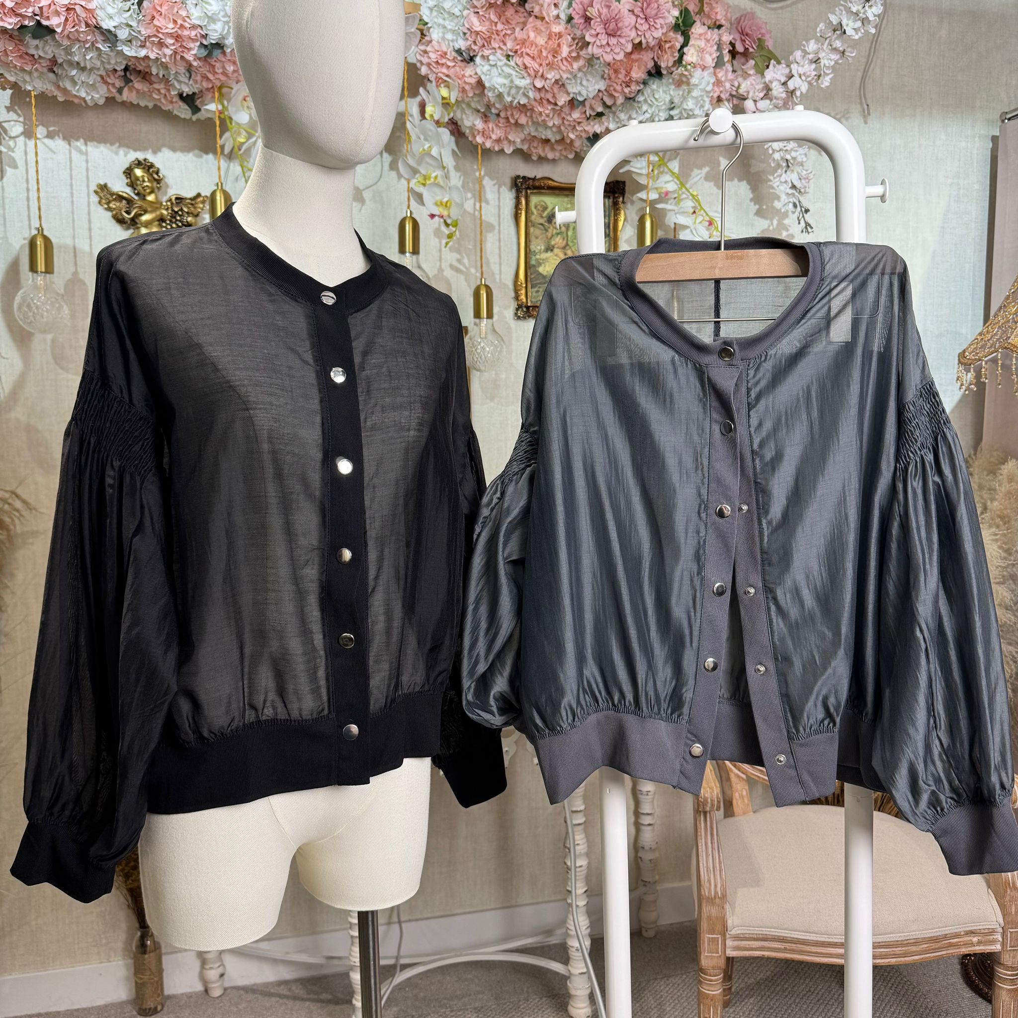 HKCG0403-014 JAC泡泡袖外套 (A14銀灰/B14黑)