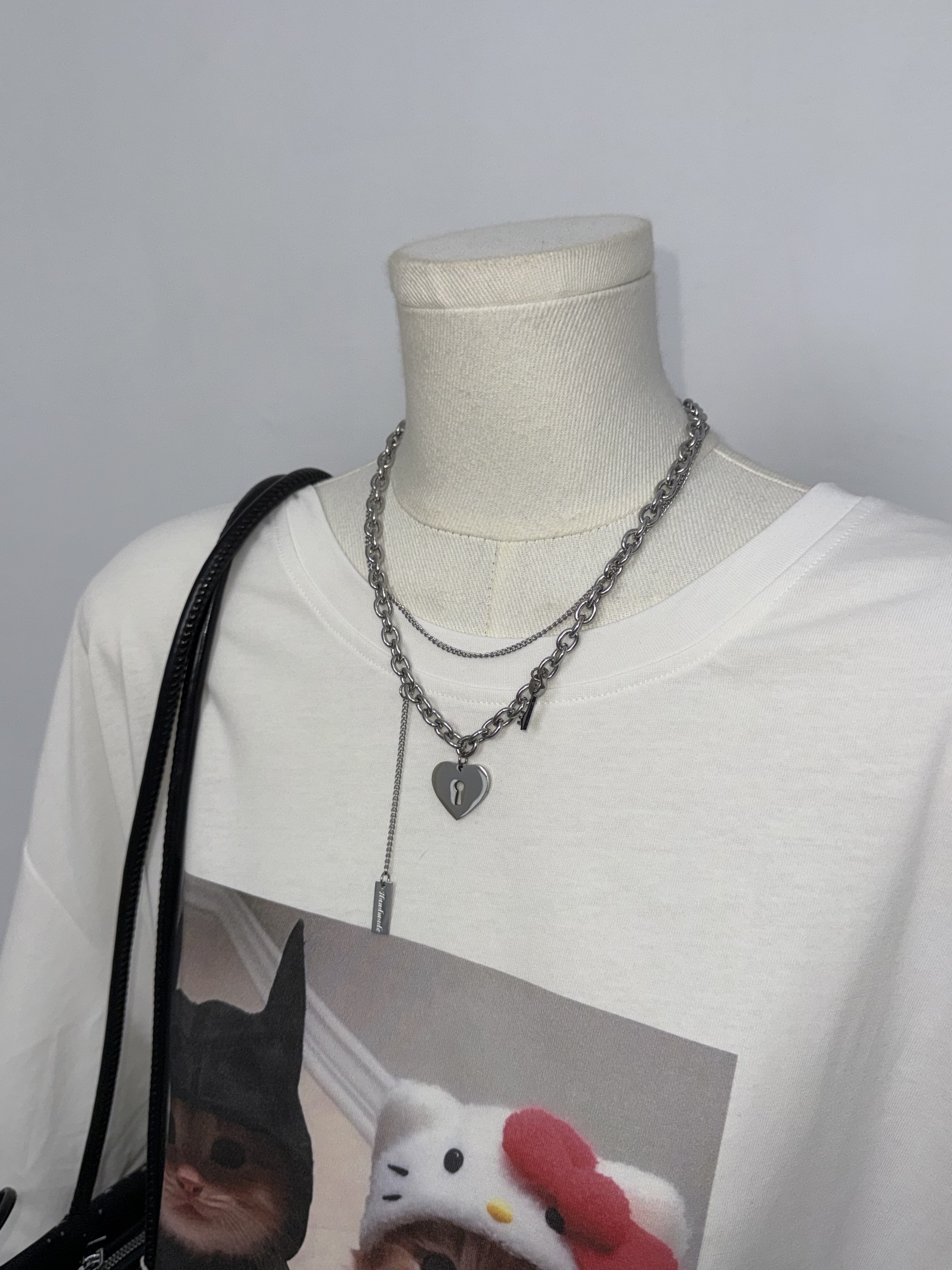 B53金屬愛心鑰匙設計項鍊