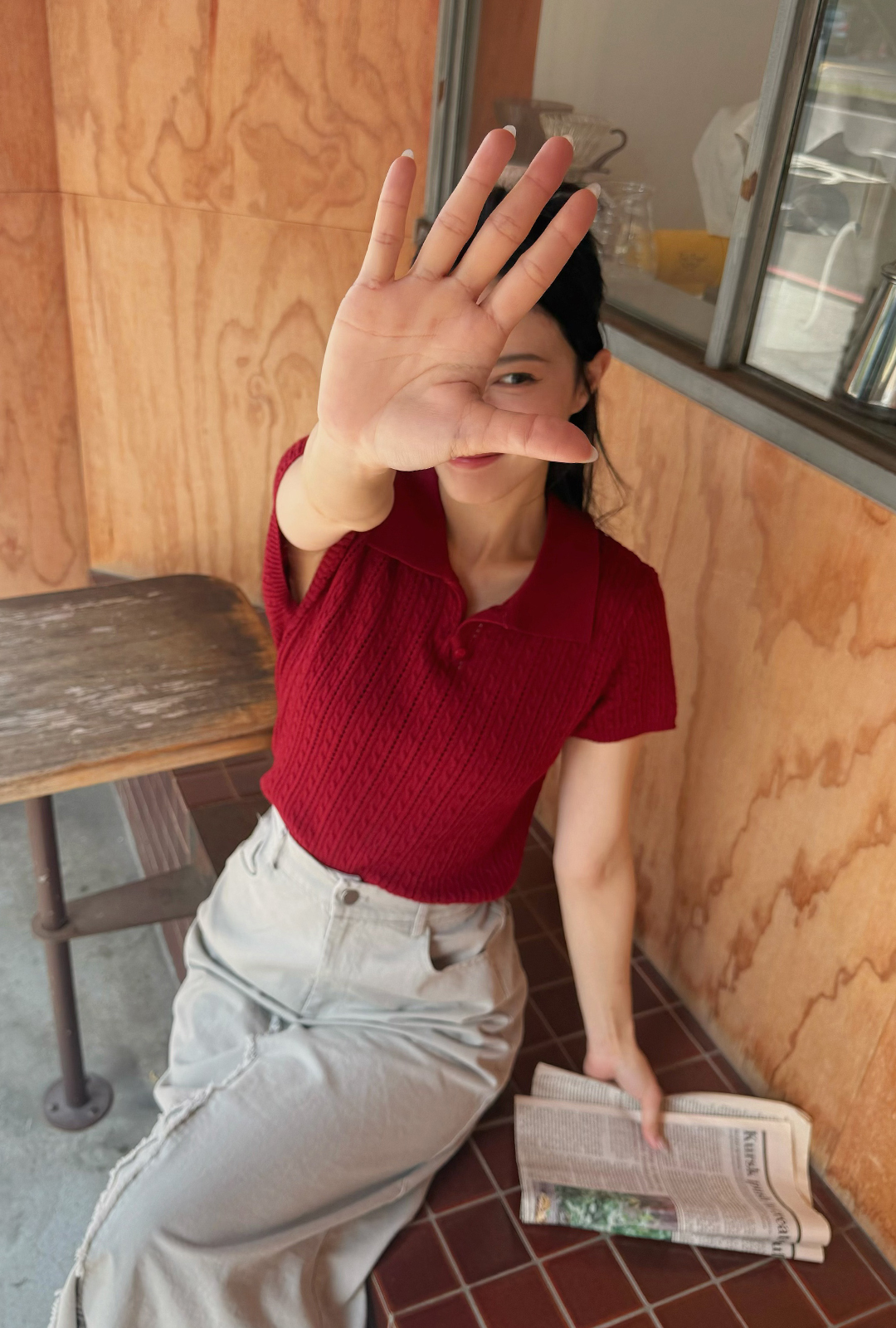 A3267-麻花POLO領針織上衣