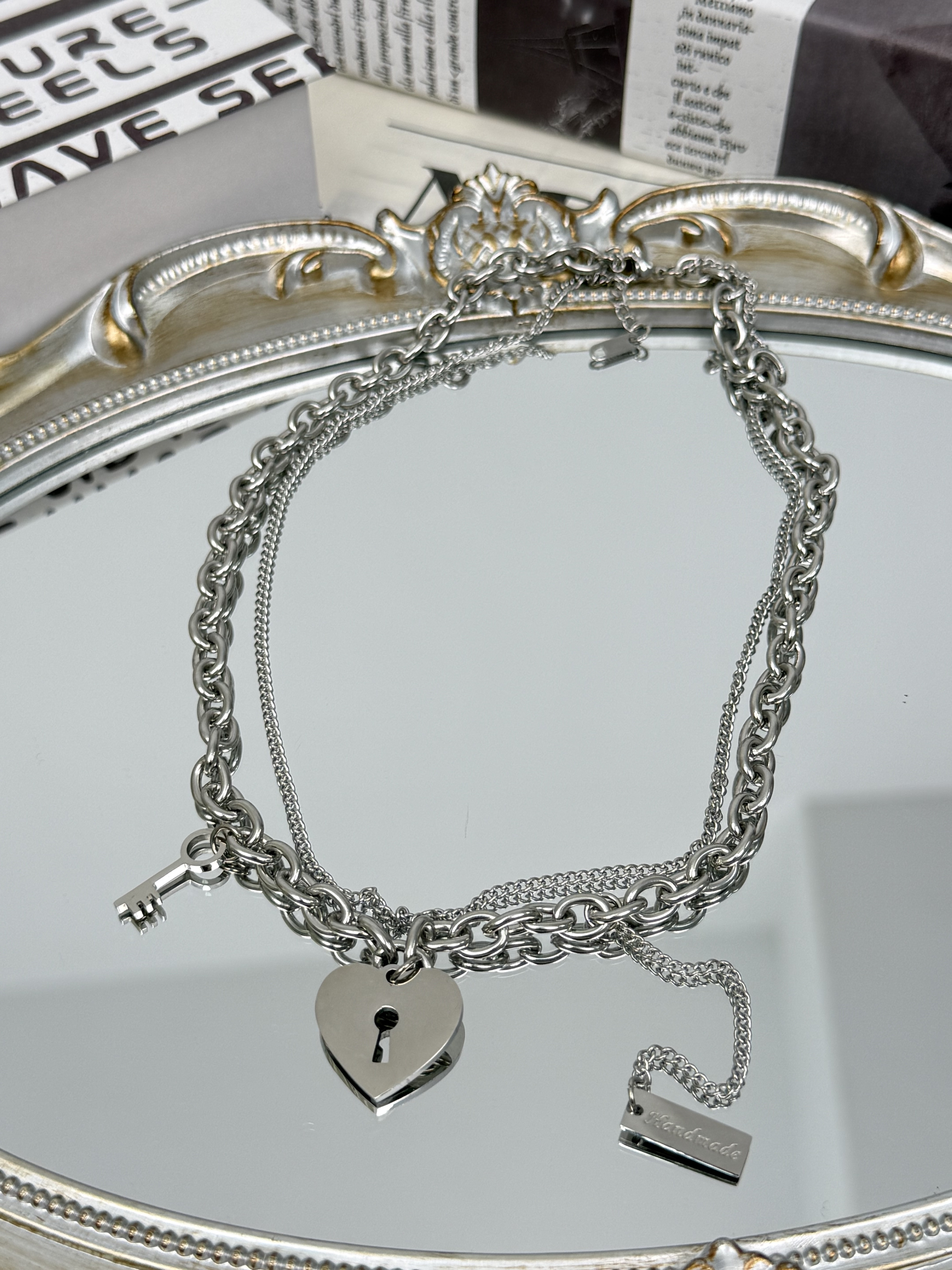 B53金屬愛心鑰匙設計項鍊