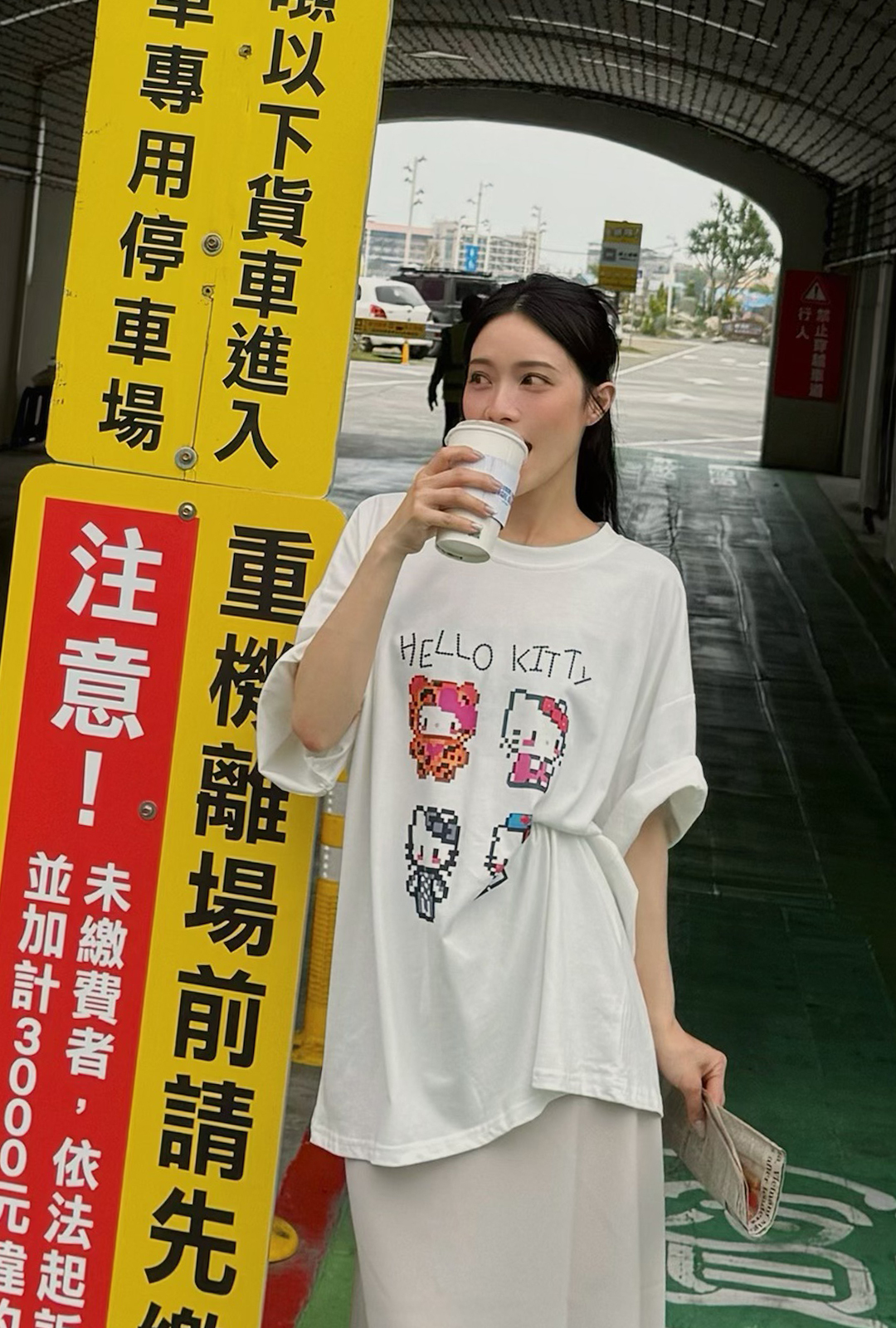 G5980-美式潮牌像素KITTY棉T