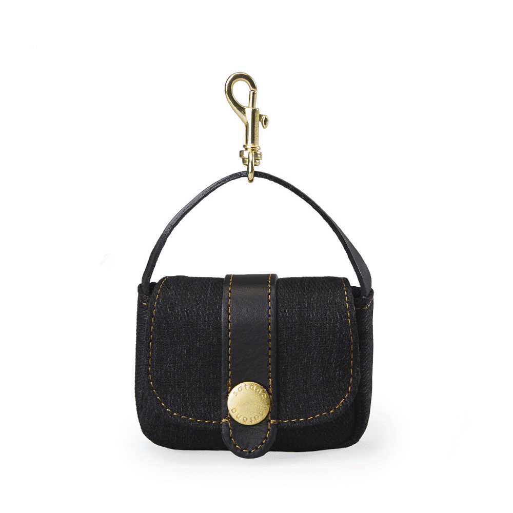 Denim 迷你馬鞍吊飾包-丹寧黑