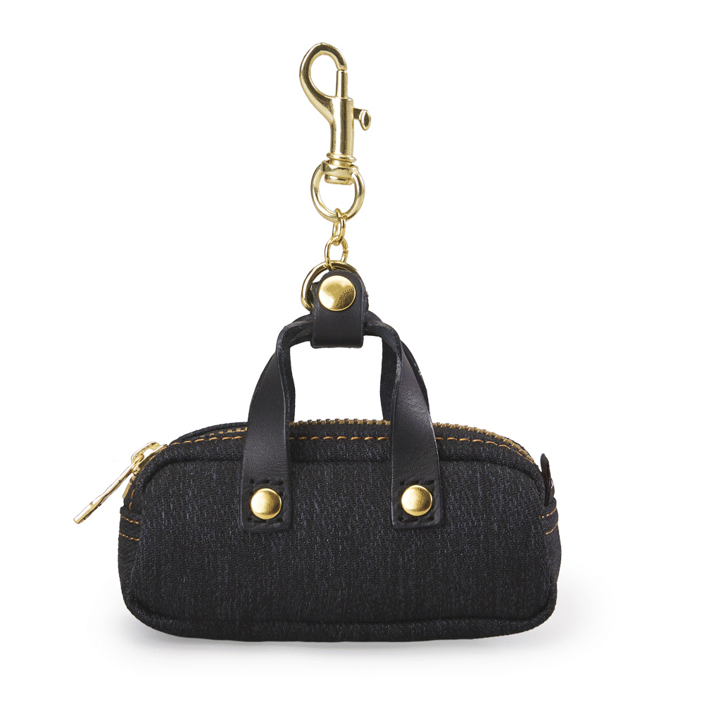 Denim 迷你法棍吊飾包-丹寧黑