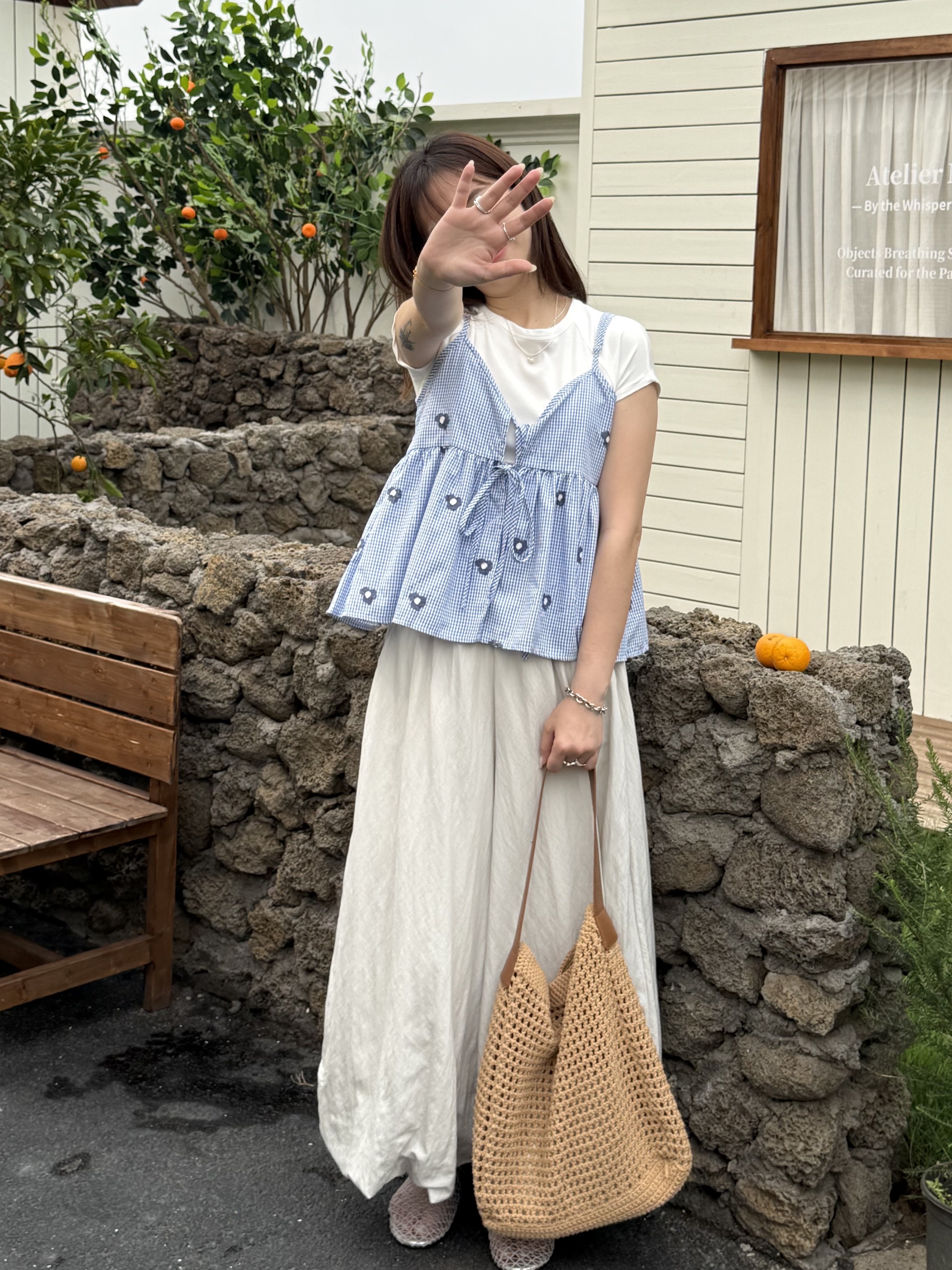 慵懶風簍空編織單肩包