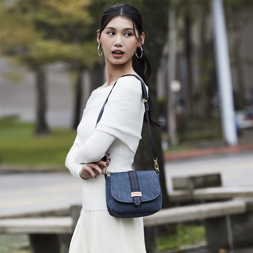 Denim 小型馬鞍包-深丹寧藍