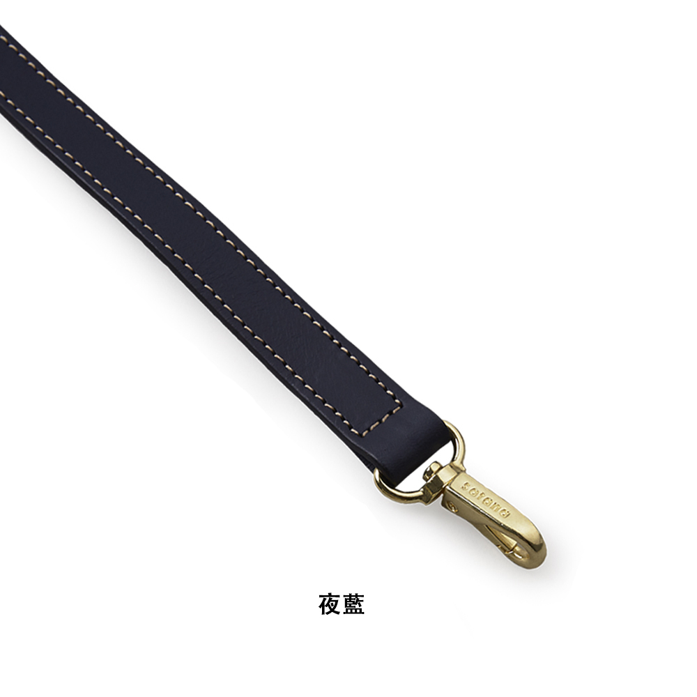 satana-1.8cm 真皮皮革背帶-夜藍