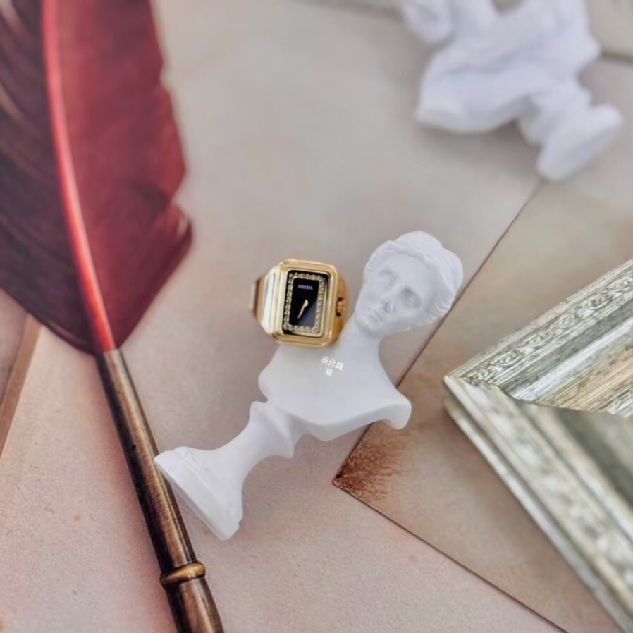 【FOSSIL】Raquel Watch Ring 手錶戒指 (黑)ES5447 14mm 現代鐘錶