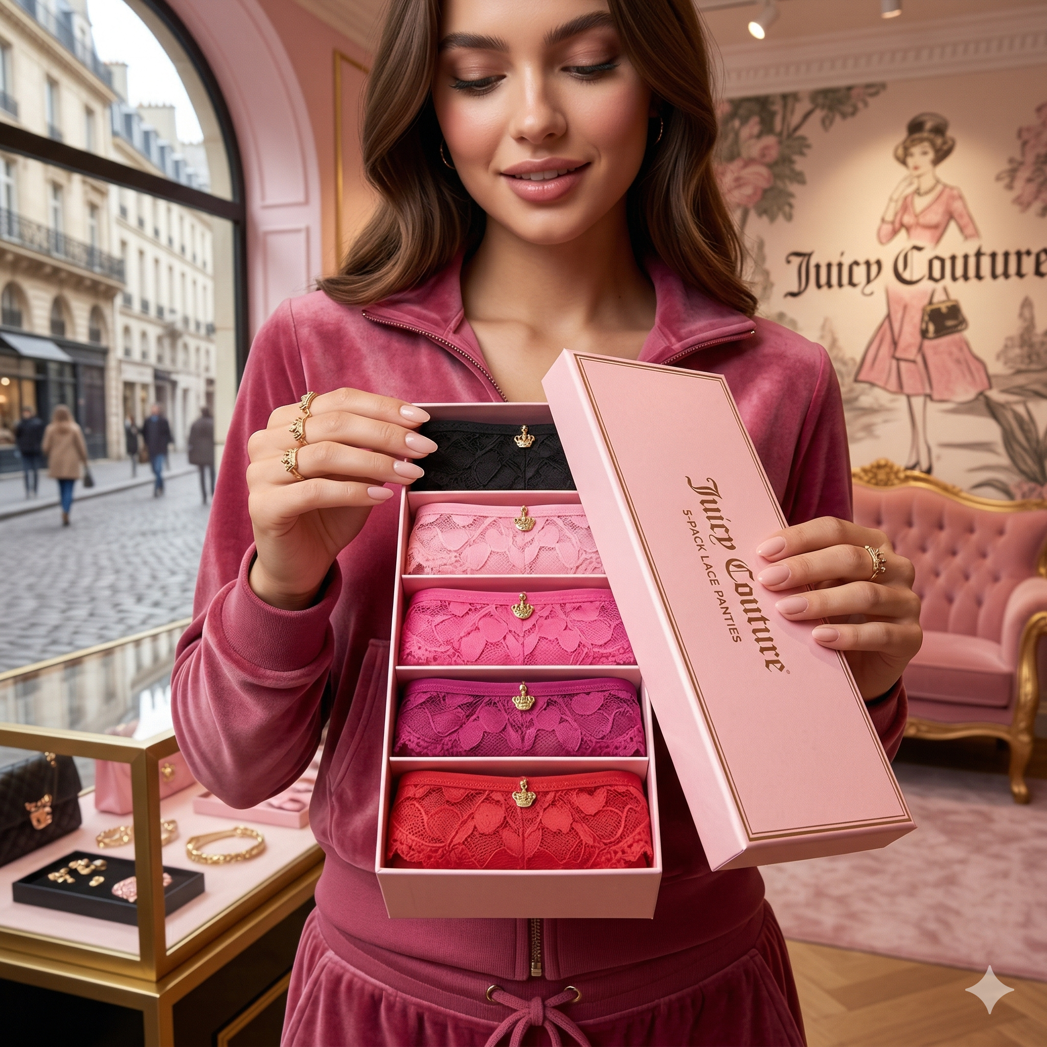 【現貨】JUICY COUTURE LL120955 女蕾絲內褲（5條裝）