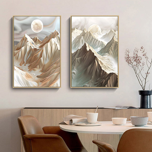 霧月蒼嶺山峰無框掛畫