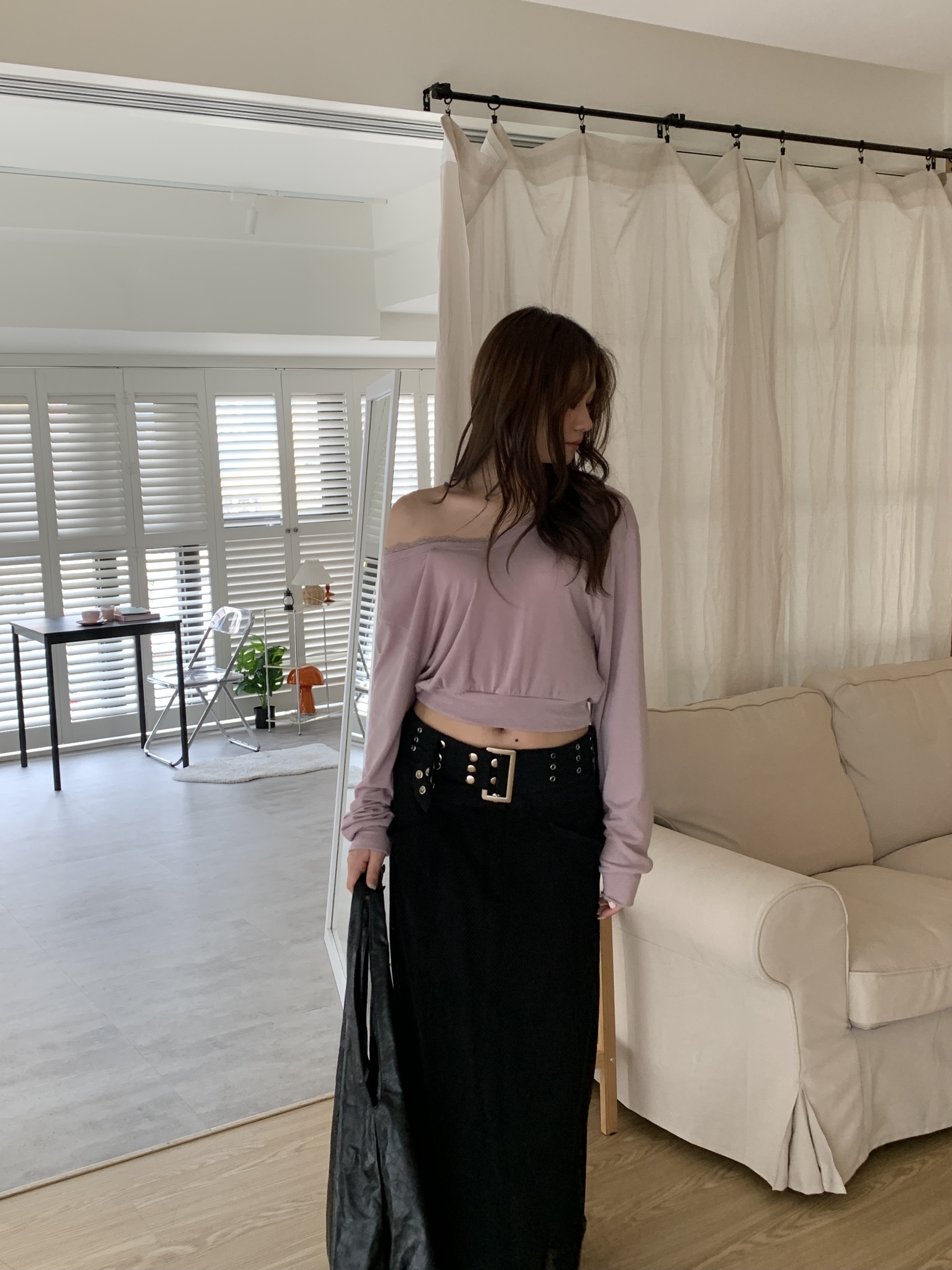 L009/(設計師款)親膚日常蕾絲滾邊上衣