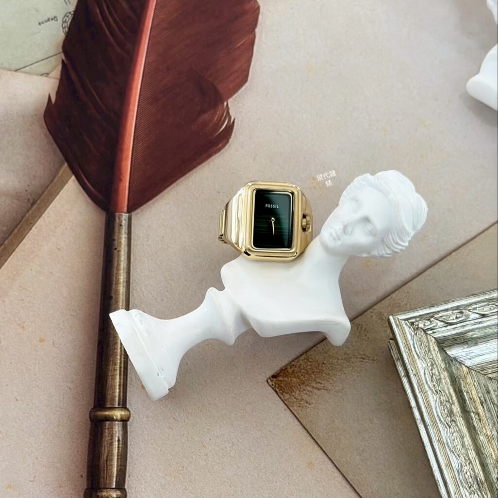 【FOSSIL】Raquel Watch Ring 手錶戒指 (綠)ES5448 14mm 現代鐘錶