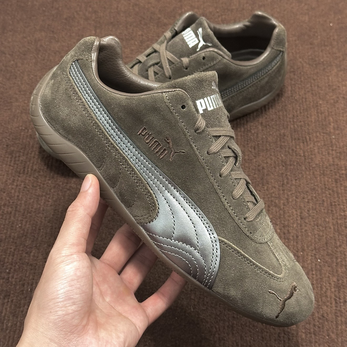 PUMA SPEEDCAT LUX 摩卡棕 灰銀 賽車鞋 休閒 薄底鞋 408198-01