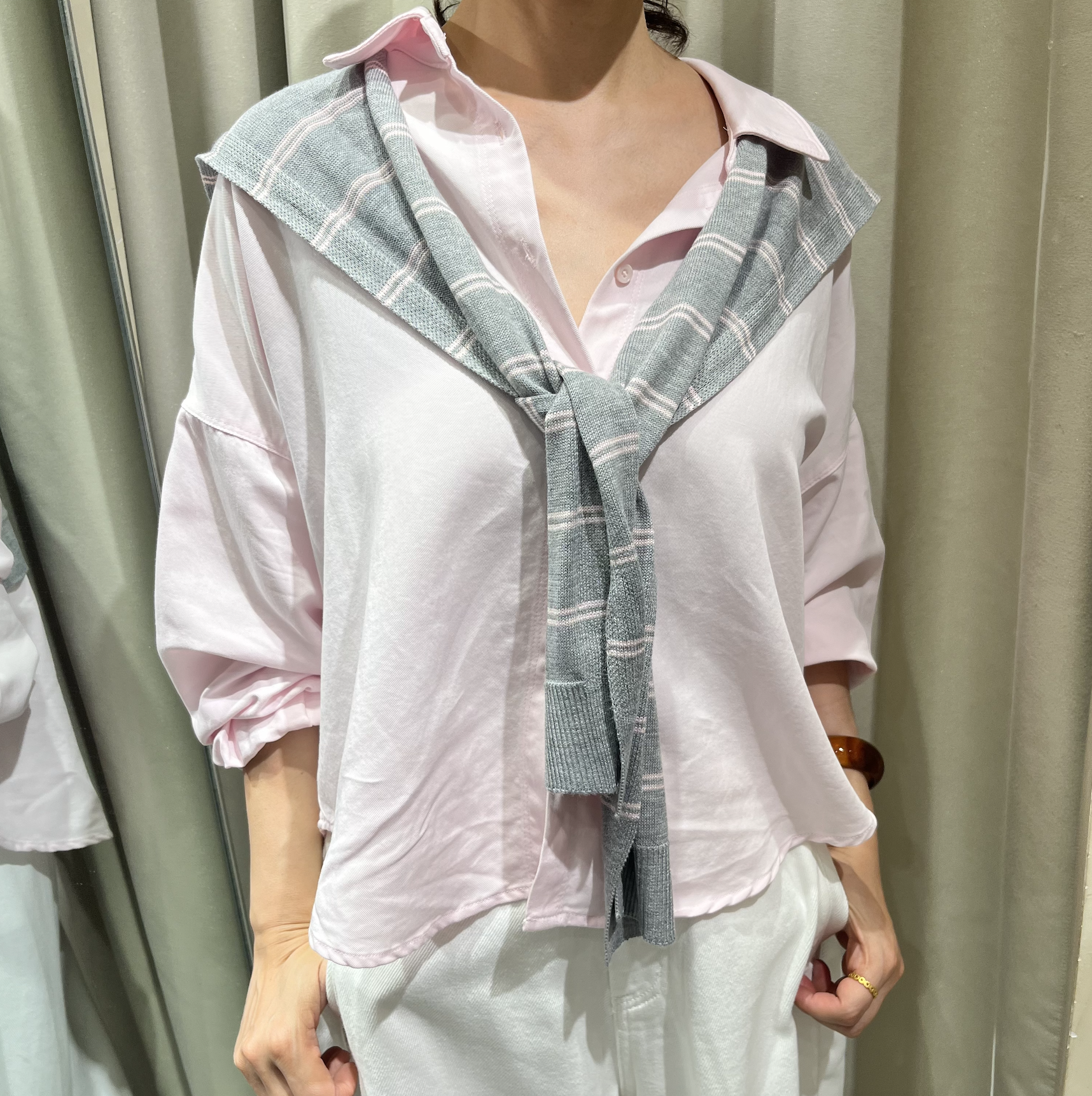 0403gz10-春季服飾-帶披肩兩件套恤衫-均碼(A10)