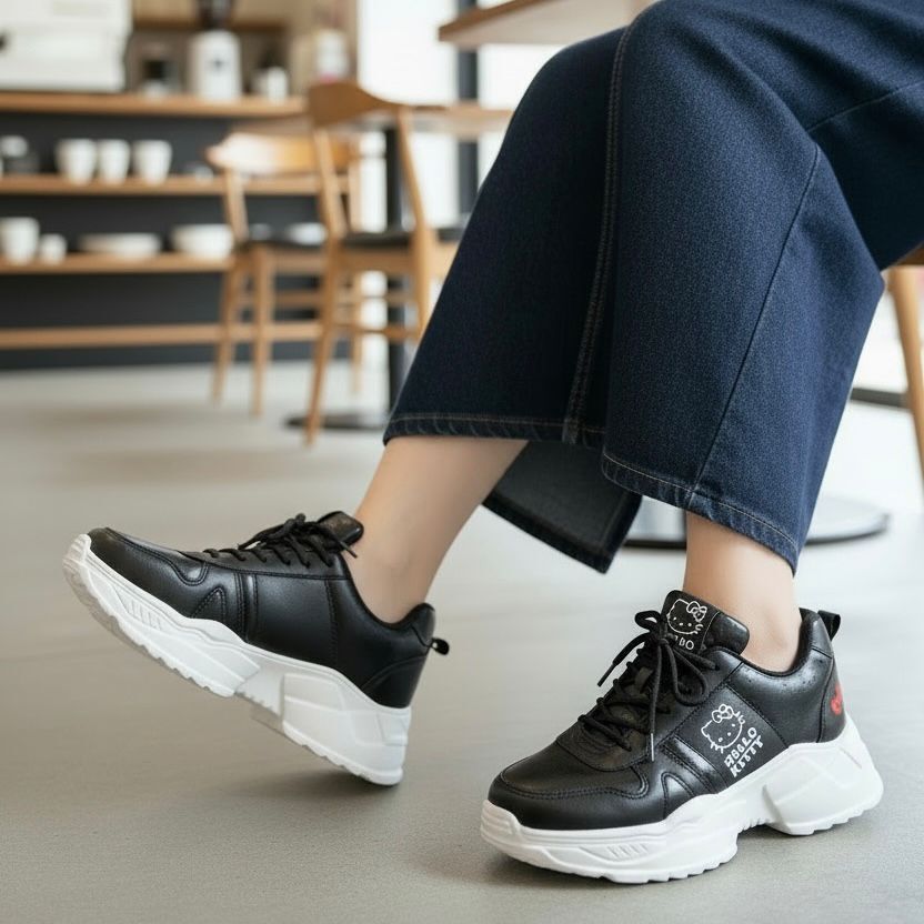 [現貨] 23006-KT Sanrio Hello Kitty 經典休閒增高鞋#TW-AS23-922011 黑色