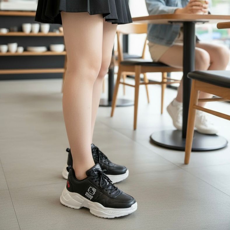 [現貨] 23006-KT Sanrio Hello Kitty 經典休閒增高鞋#TW-AS23-922011 黑色