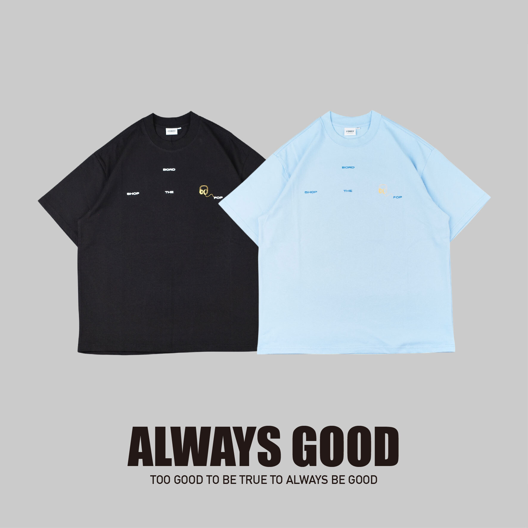 『Always_Good』耳機 簡約 小圖 印花 短TEE