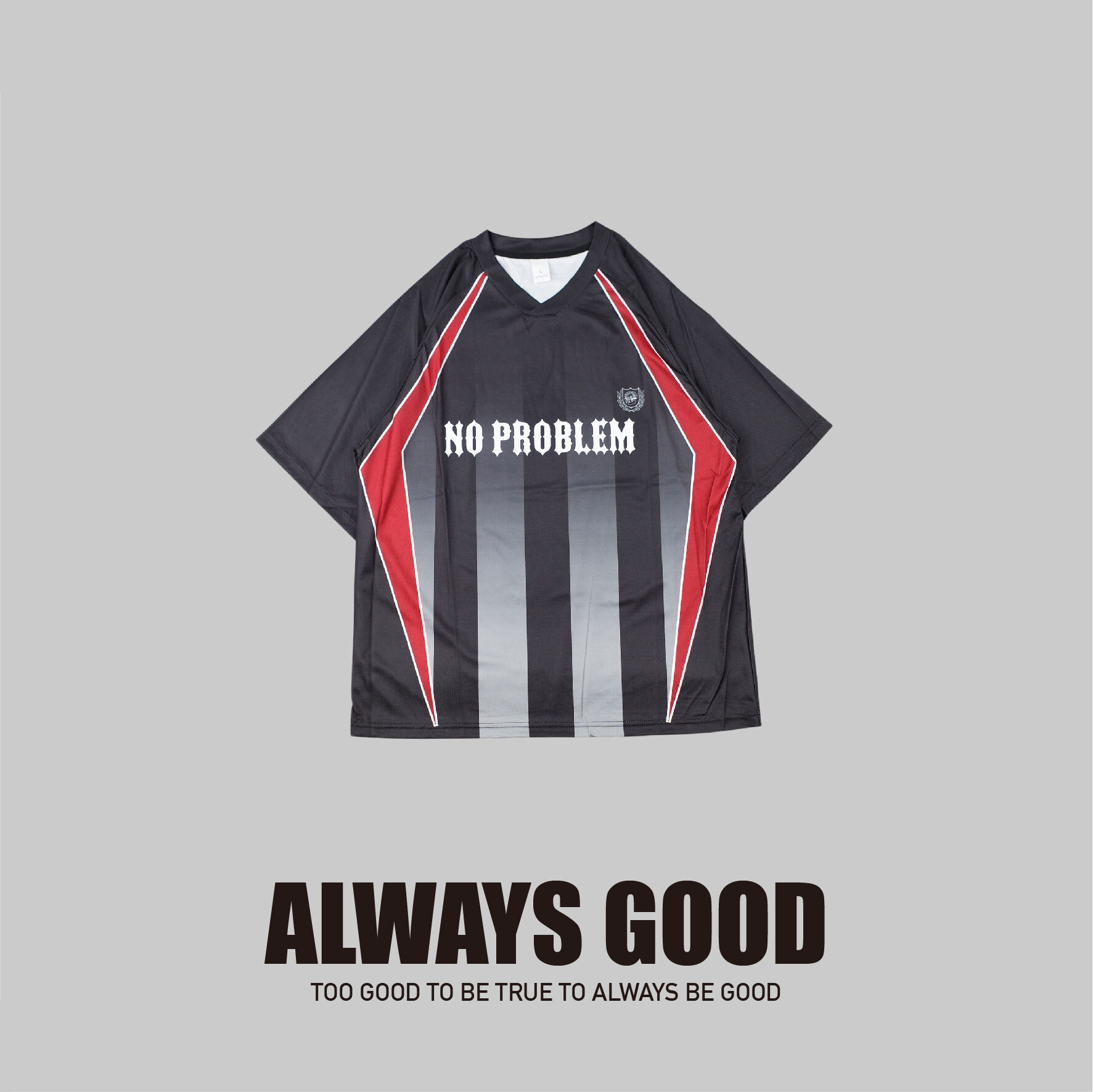 『Always_Good』撞色 漸層 V領 球衣