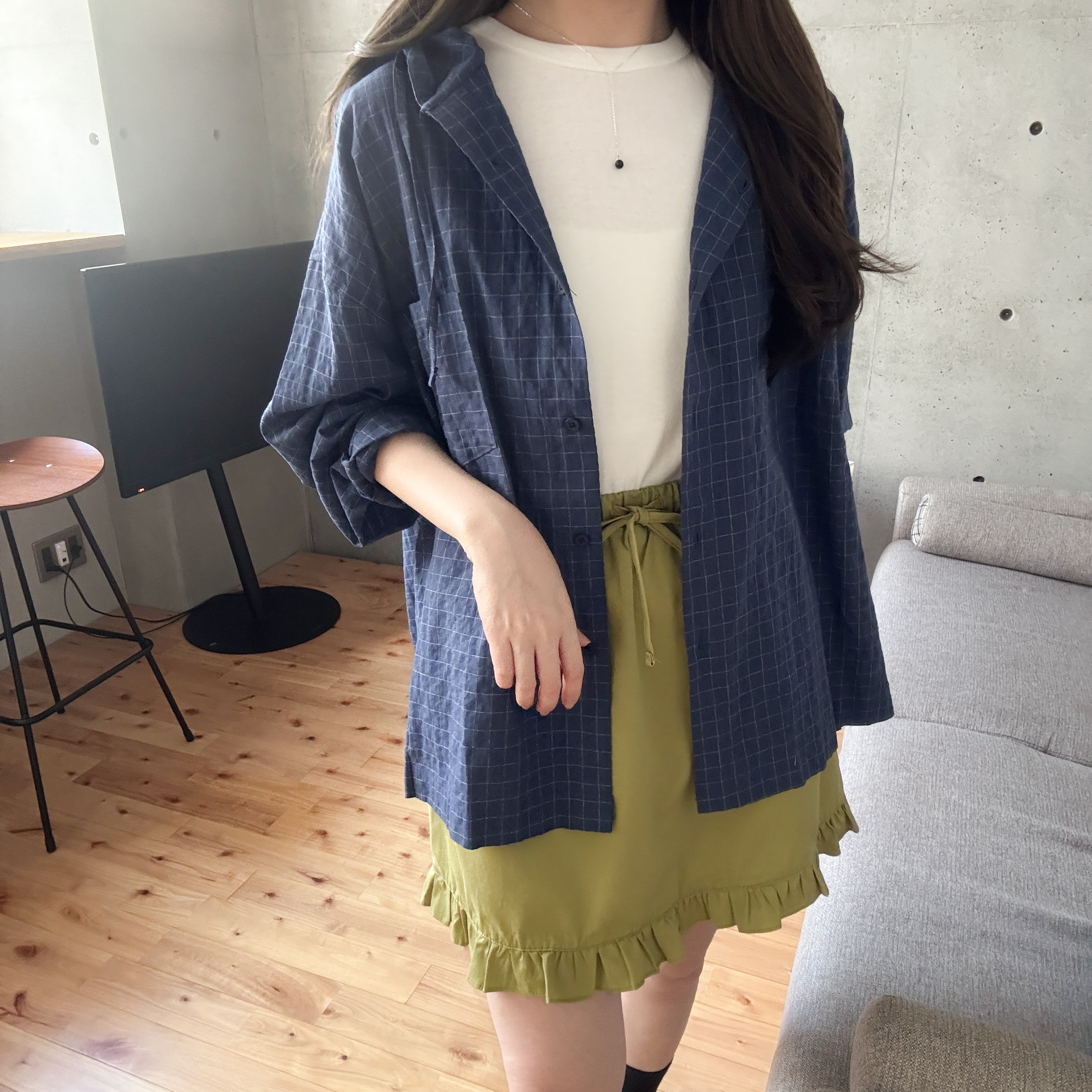 格仔連帽恤衫外套