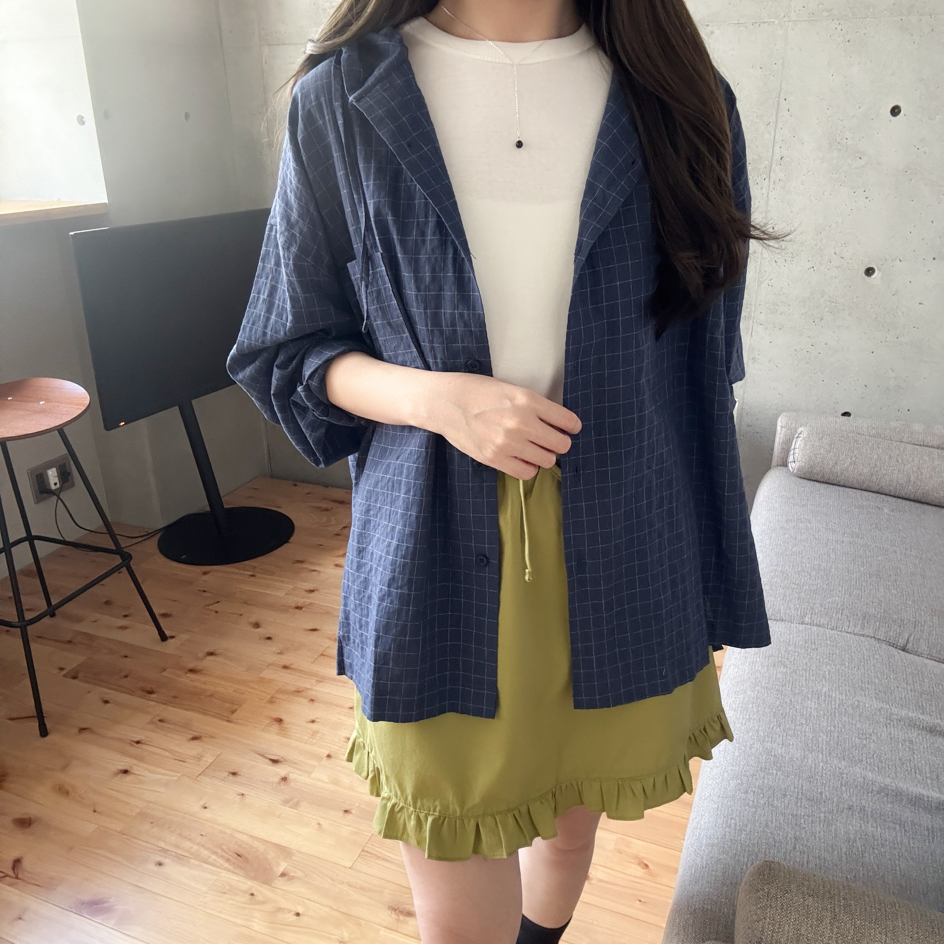 格仔連帽恤衫外套