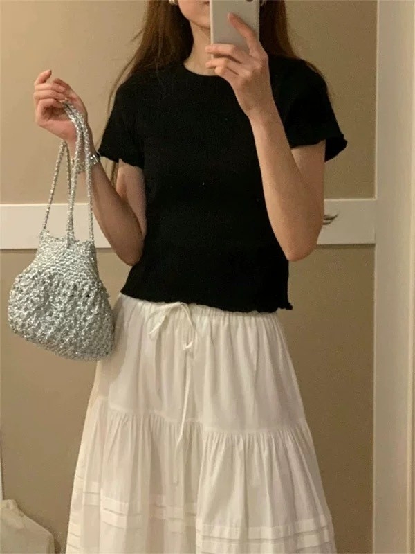 木耳邊圓領彈力T RCR2888