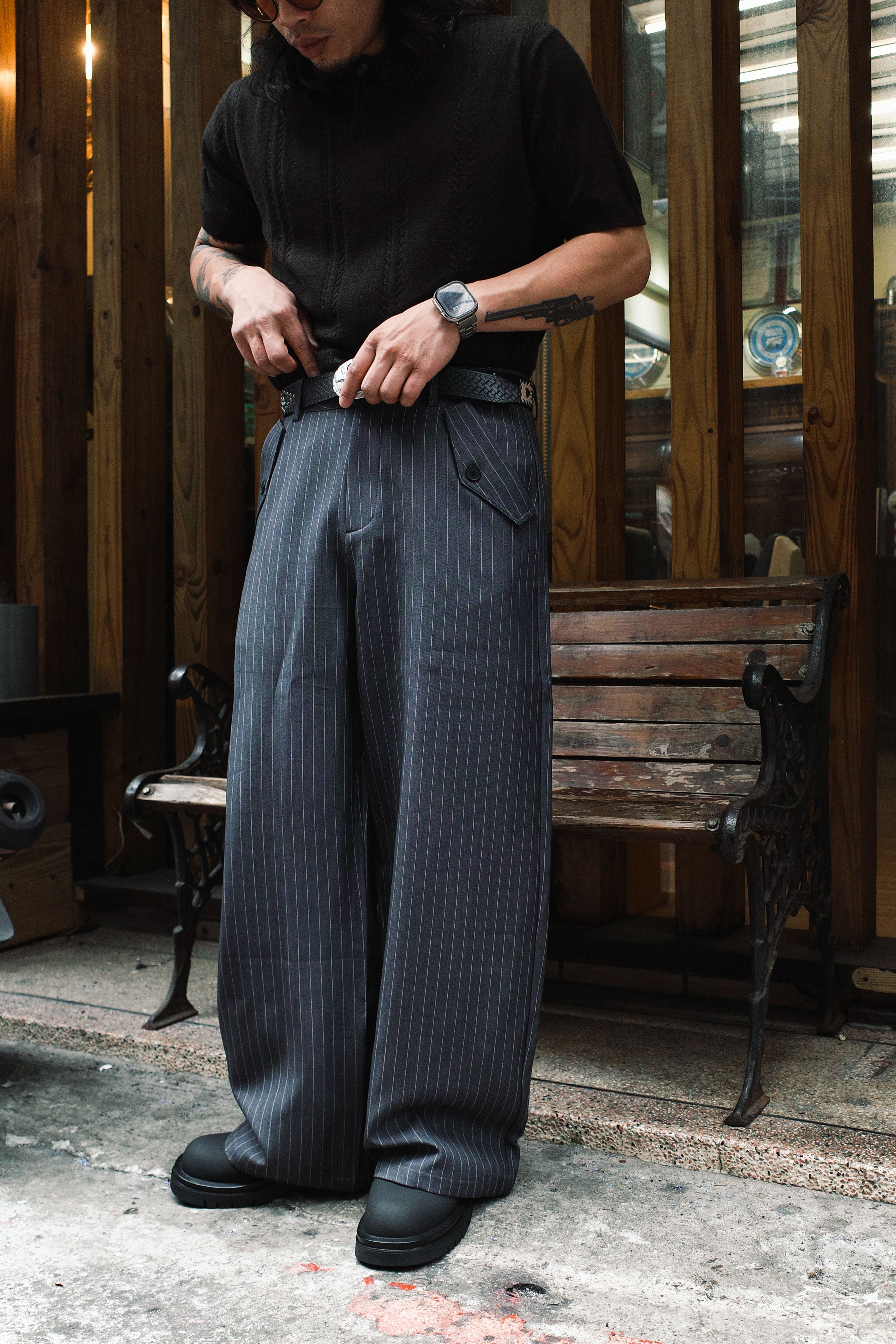 『Always_Good』打摺 直條紋 西裝 長褲