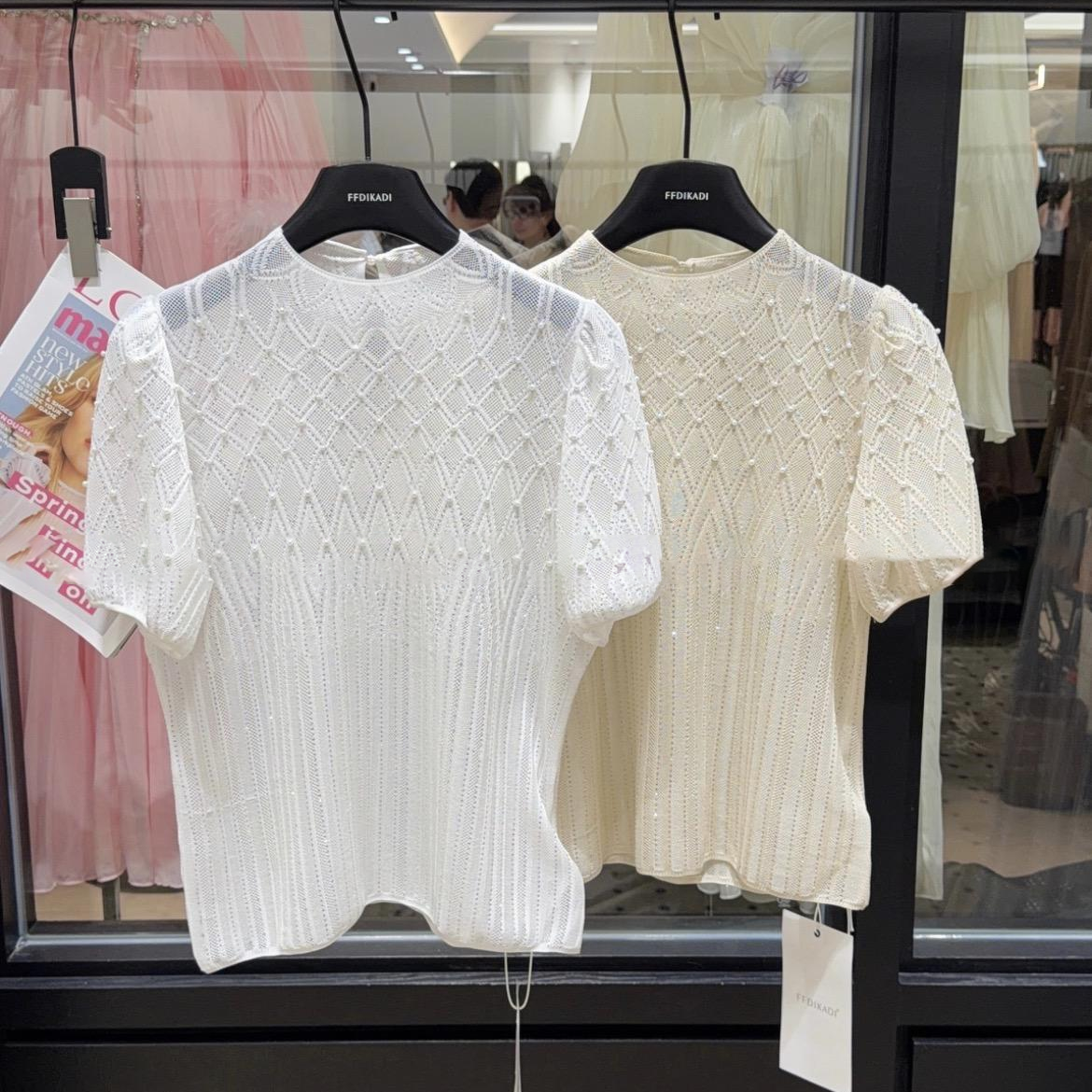 0403gz15-春季服飾-圓領百搭短袖寬鬆休閒手工針織衫(A15)