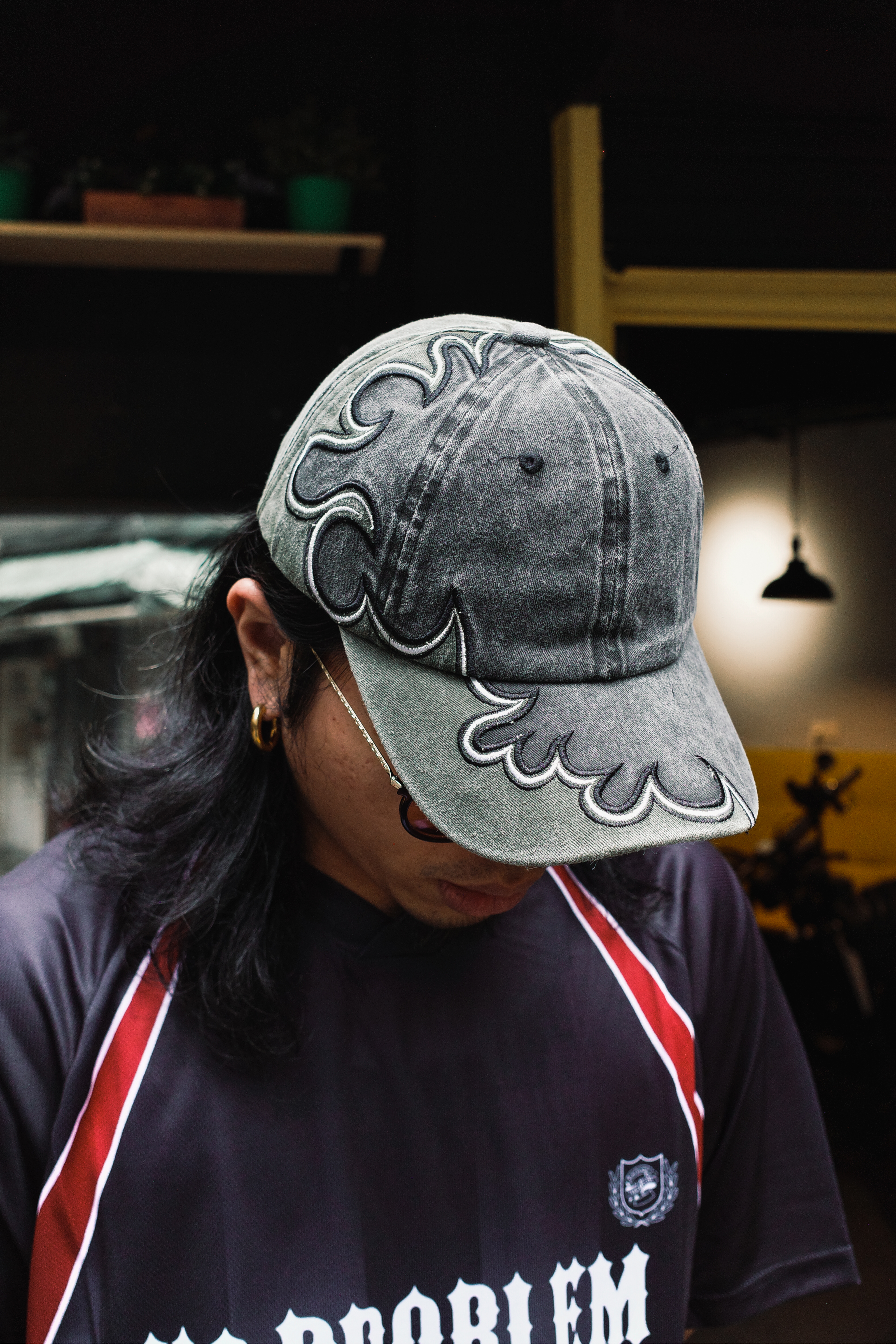 『Always_Good』刺繡 火焰 拼接 水洗 老帽