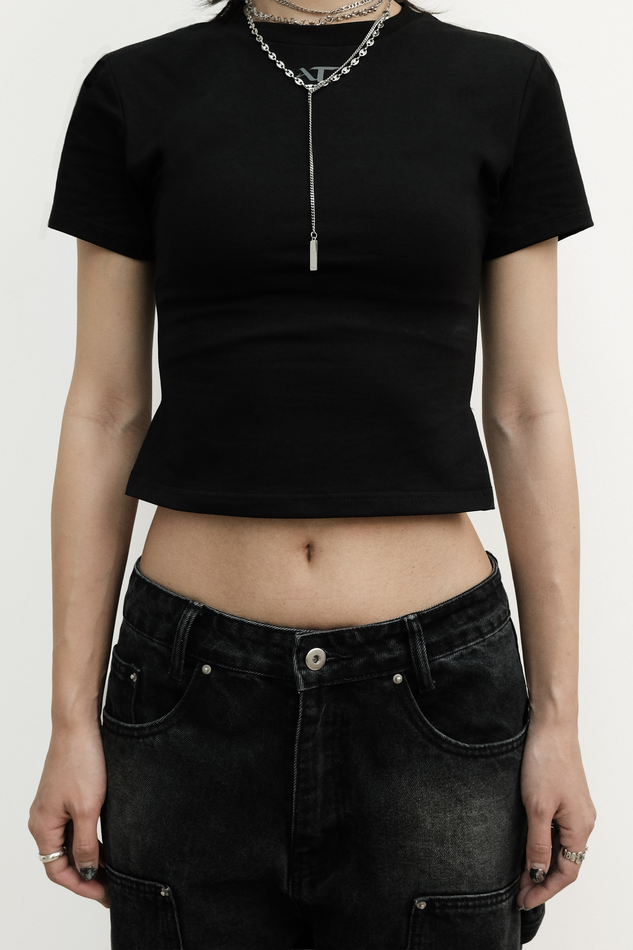 Anonymous Talking｜S26-SS05 – WMS Pleated Tee (Black)