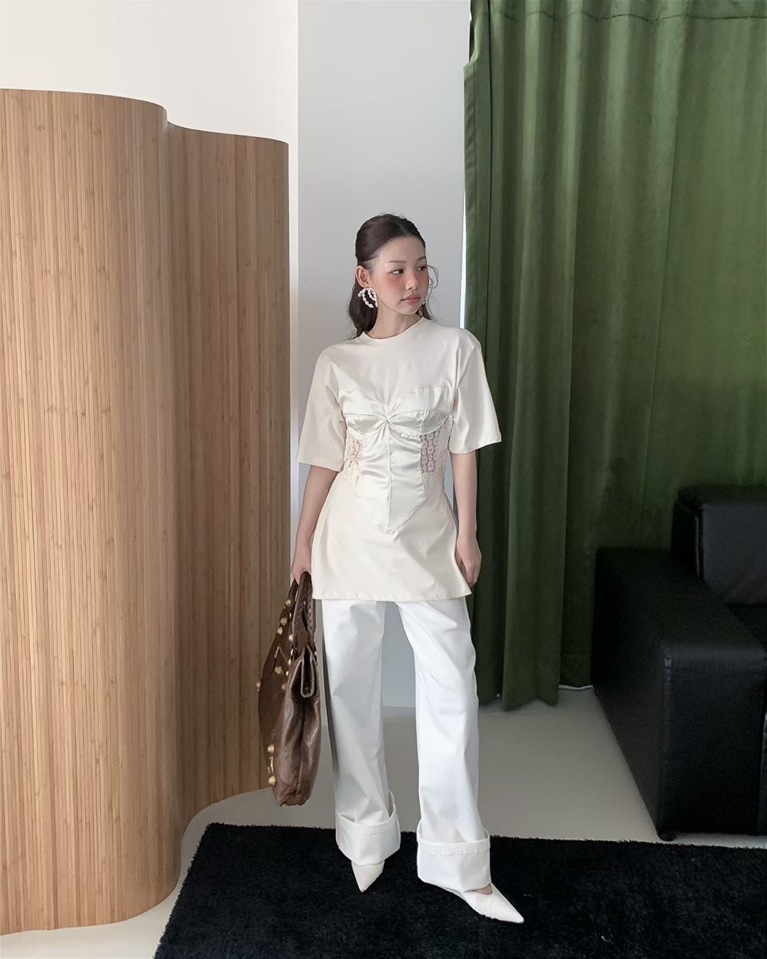 鎖心拼接馬甲top