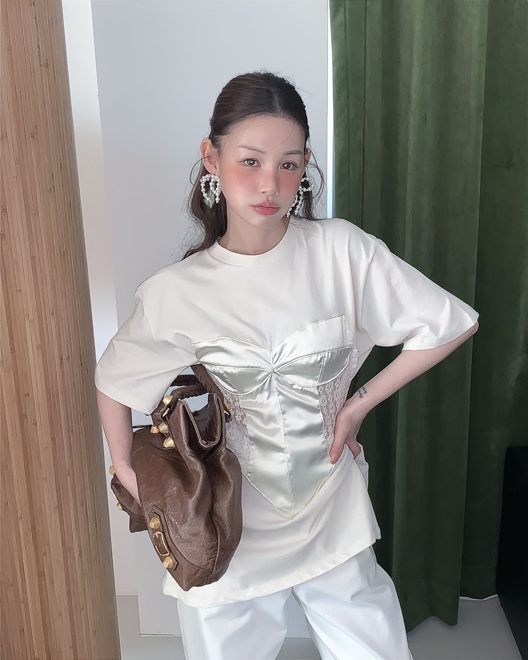 鎖心拼接馬甲top