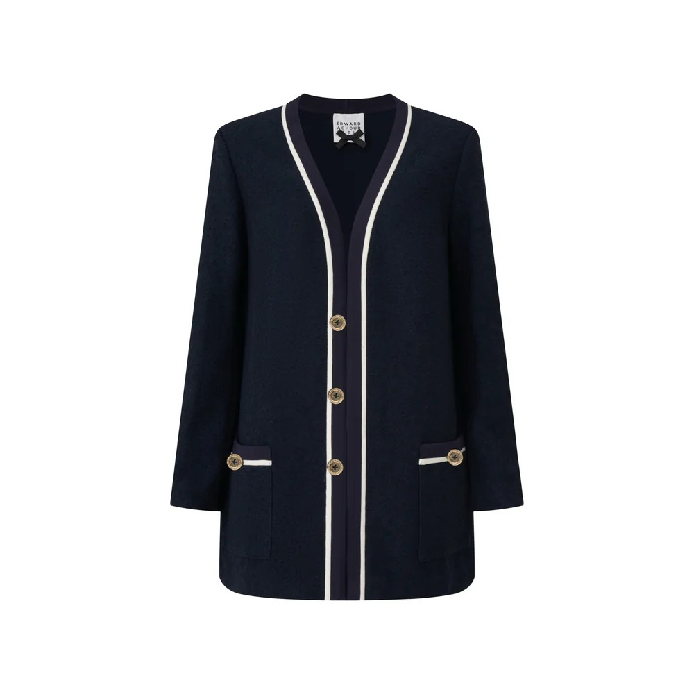 1EA0408-100 [EDWARD ACHOUR] Boucle Piped Jacket Navy #100128/1017 (EU)