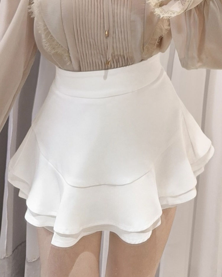 訂製-甜美雙層荷葉褲裙