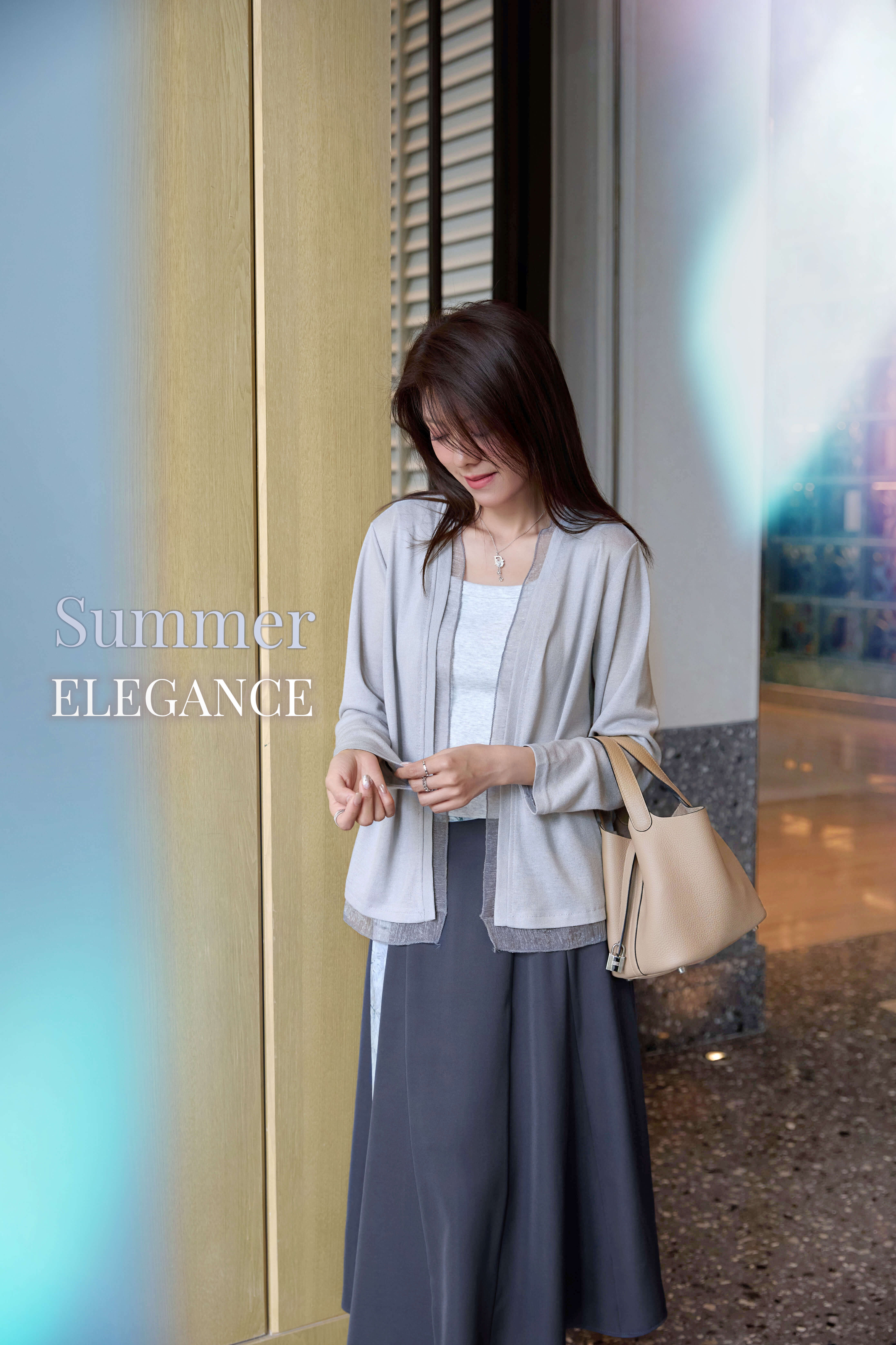 Mesh Trimmed Cardigan_KN264L18