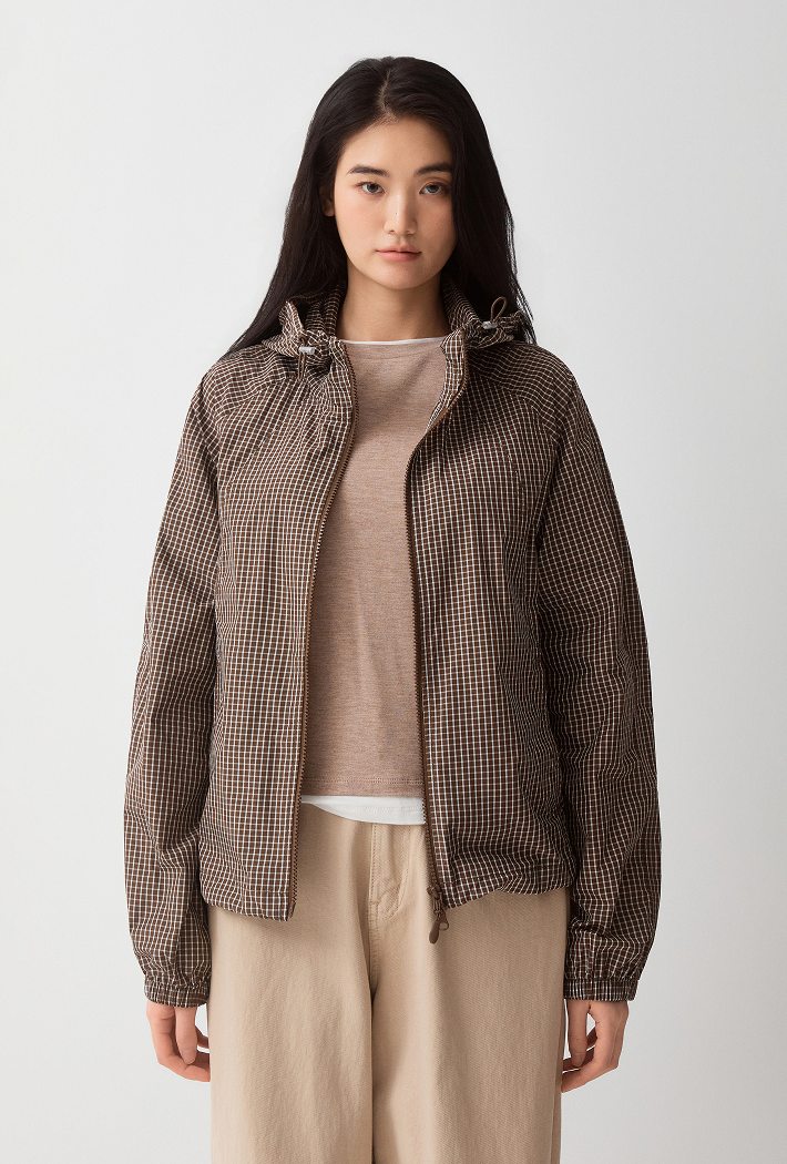 SPAO Light Check Hoodie Windbreaker