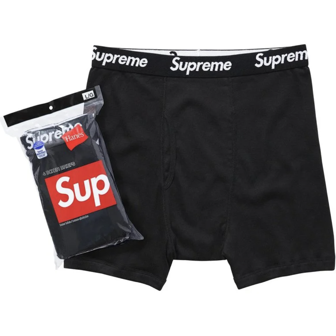 Supreme®/Hanes® Boxer Briefs (4 Pack)- Black