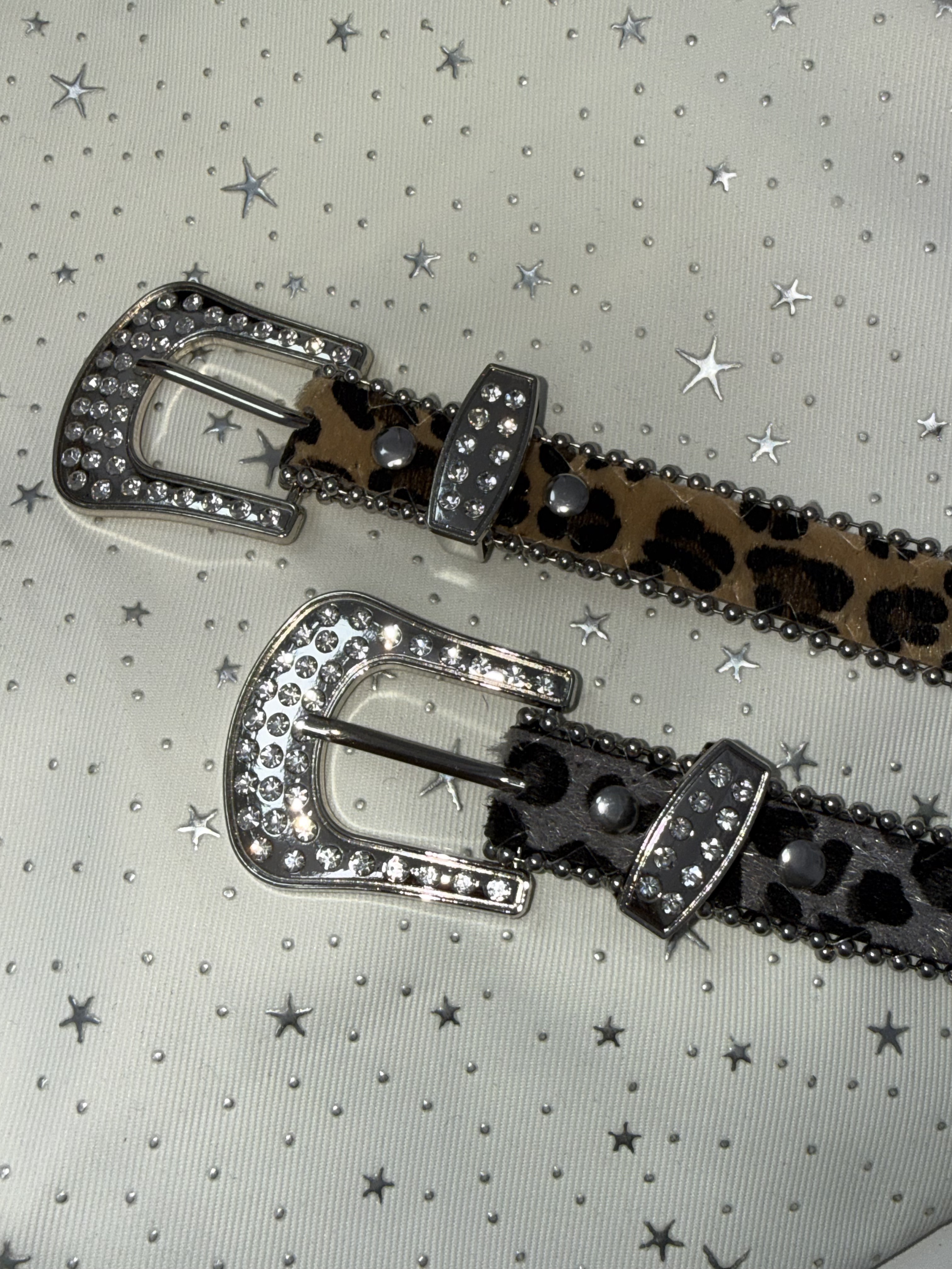 B61豹紋設計感孔洞腰帶