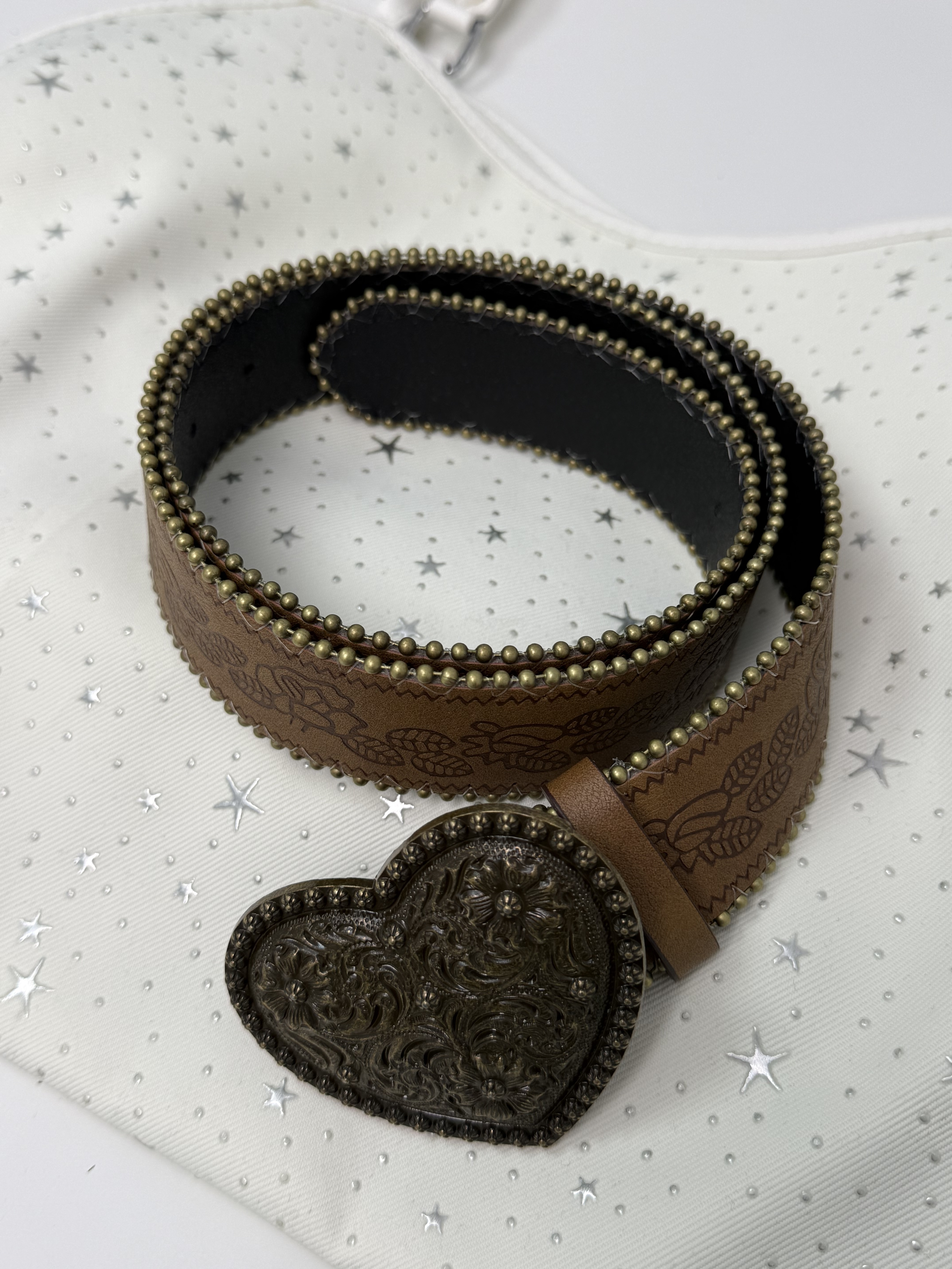 B47愛心銅釦卯釘復古腰帶