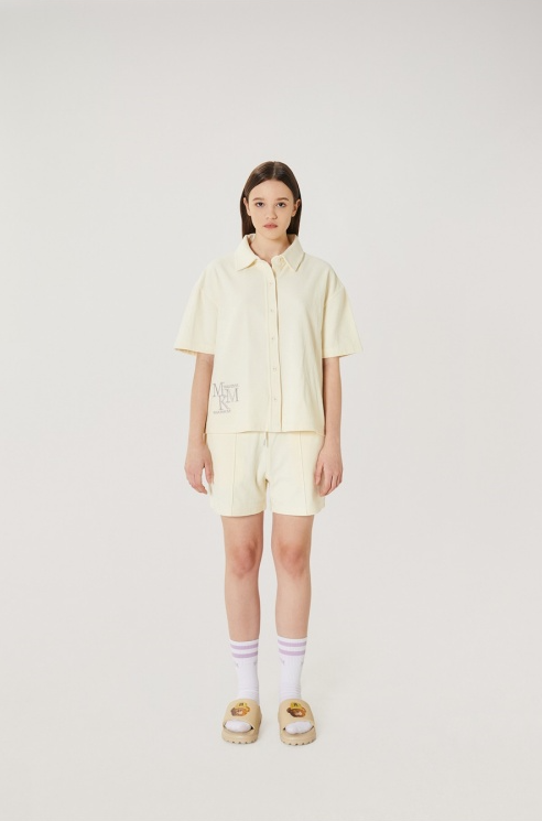 【韓國預購】SKR030402 MARKM 女裝毛圈半袖襯衫