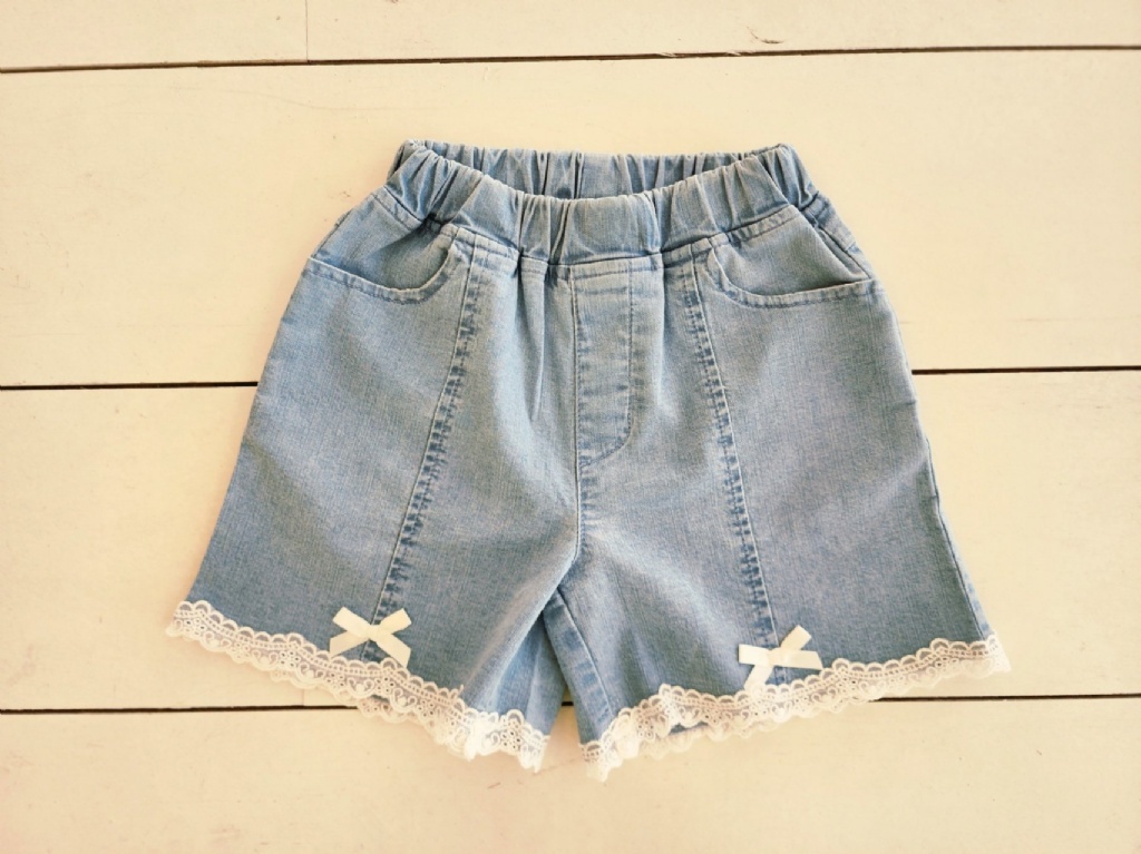 正韓夏Eru 蕾絲滾邊牛仔短褲