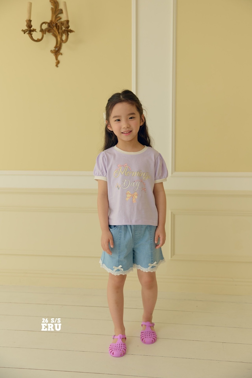 正韓夏Eru 蕾絲滾邊牛仔短褲