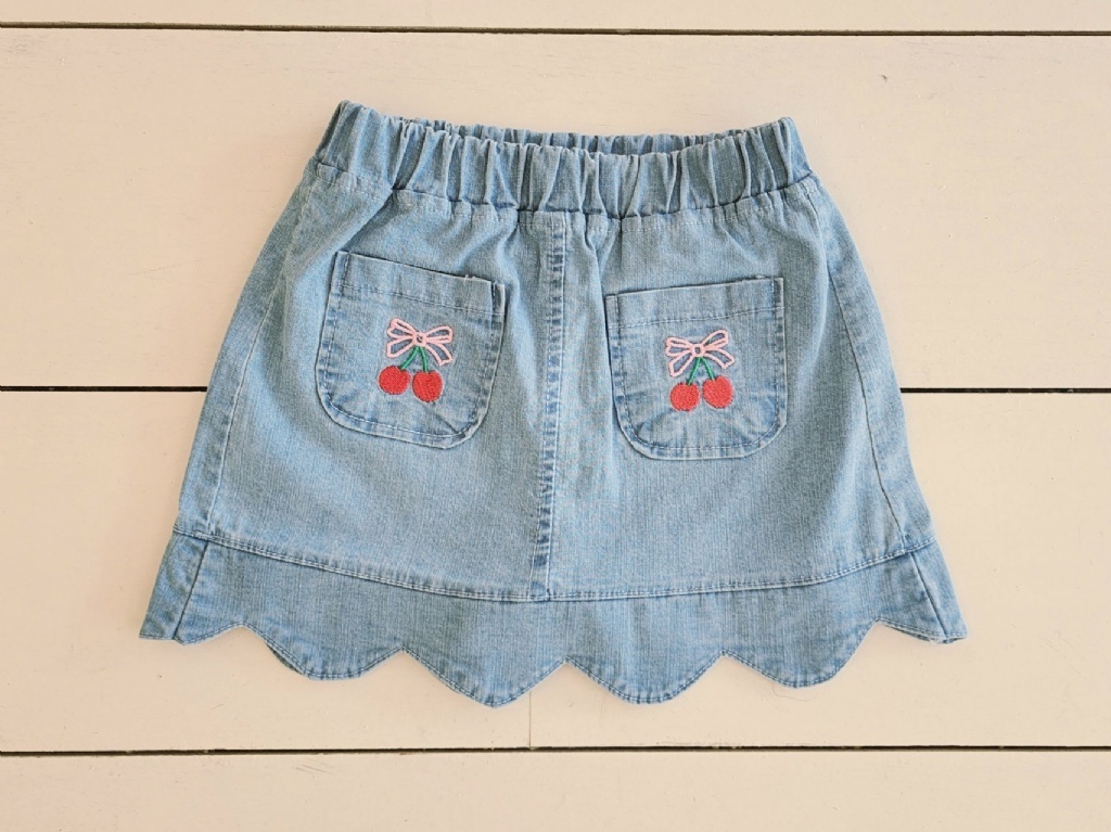正韓夏Eru 櫻桃波浪牛仔短裙