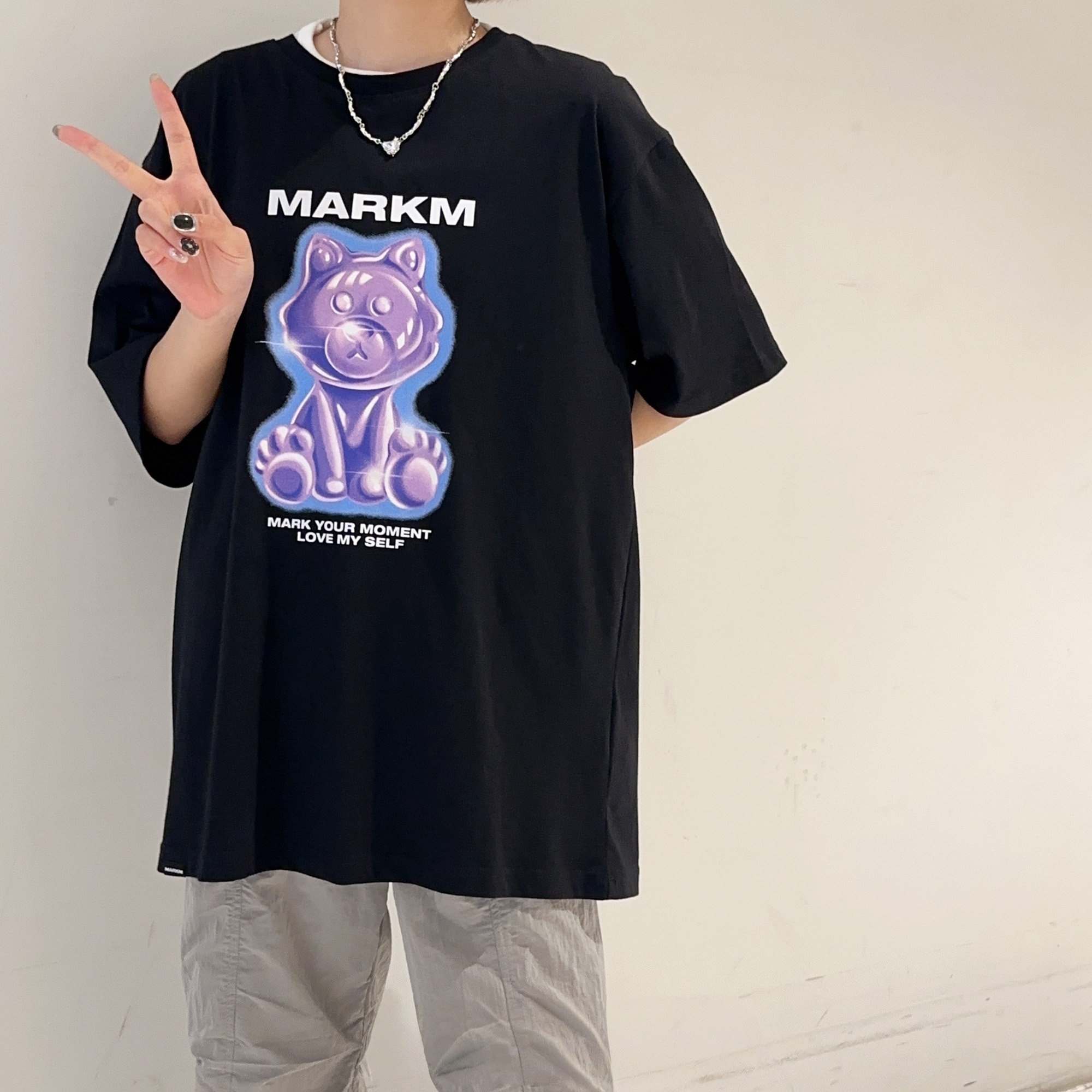 【韓國預購】SKR030405 MARKM Love My Self Cat 短袖上衣