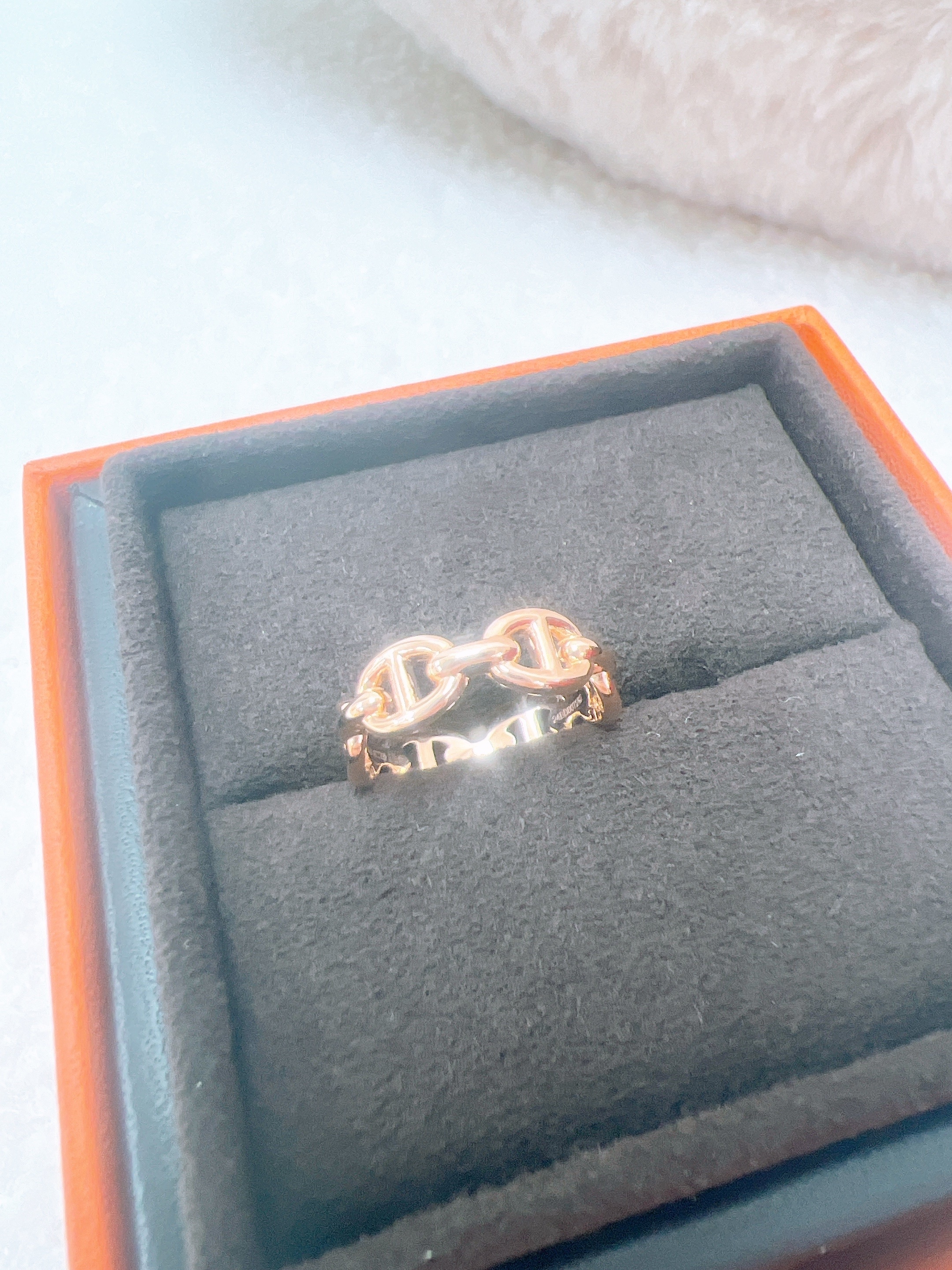 *Unused* (size 48) Hermes chaine d’ancre enchainee ring (rose gold) 豬鼻戒指