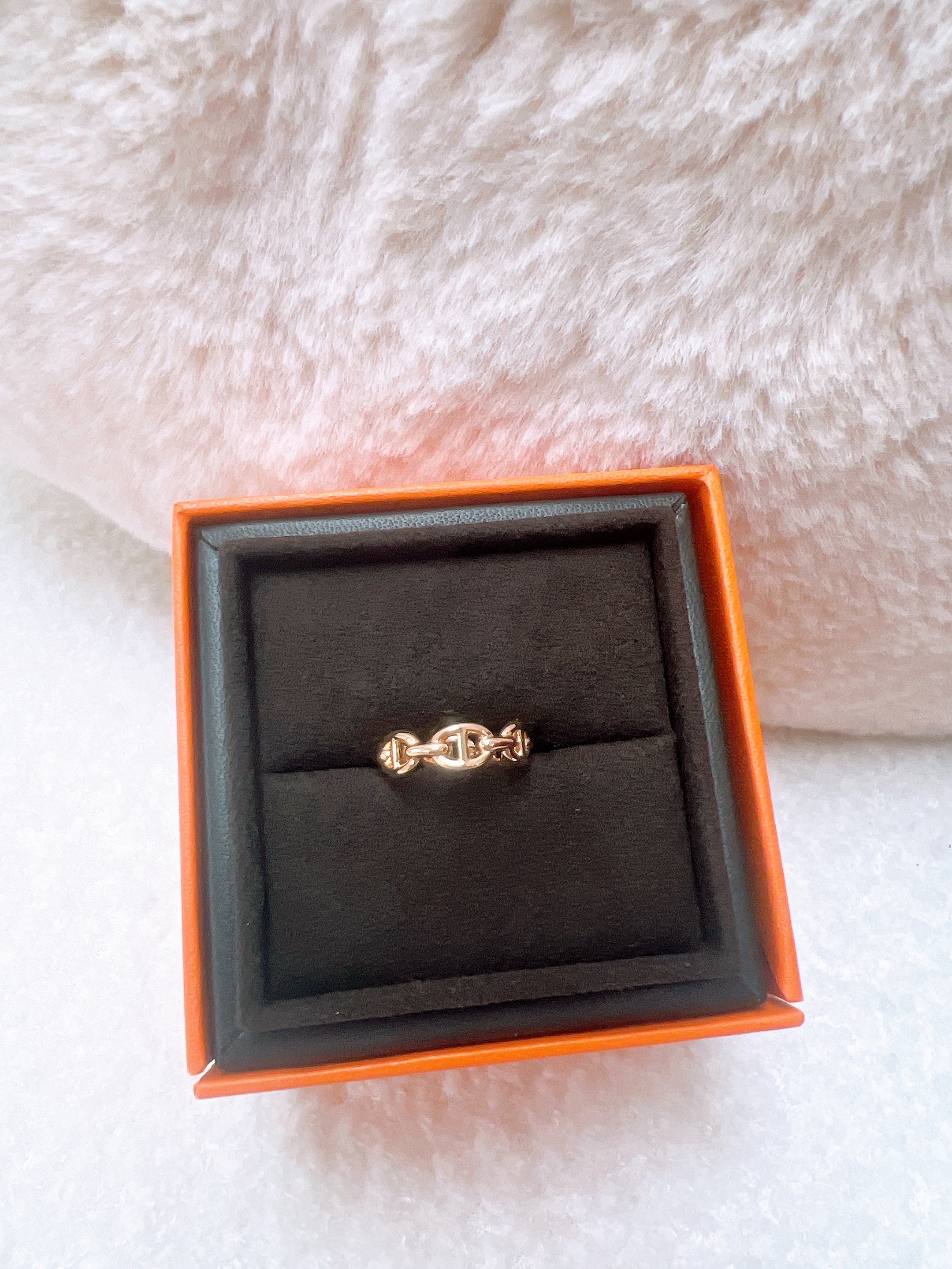 *Unused* (size 48) Hermes chaine d’ancre enchainee ring (rose gold) 豬鼻戒指