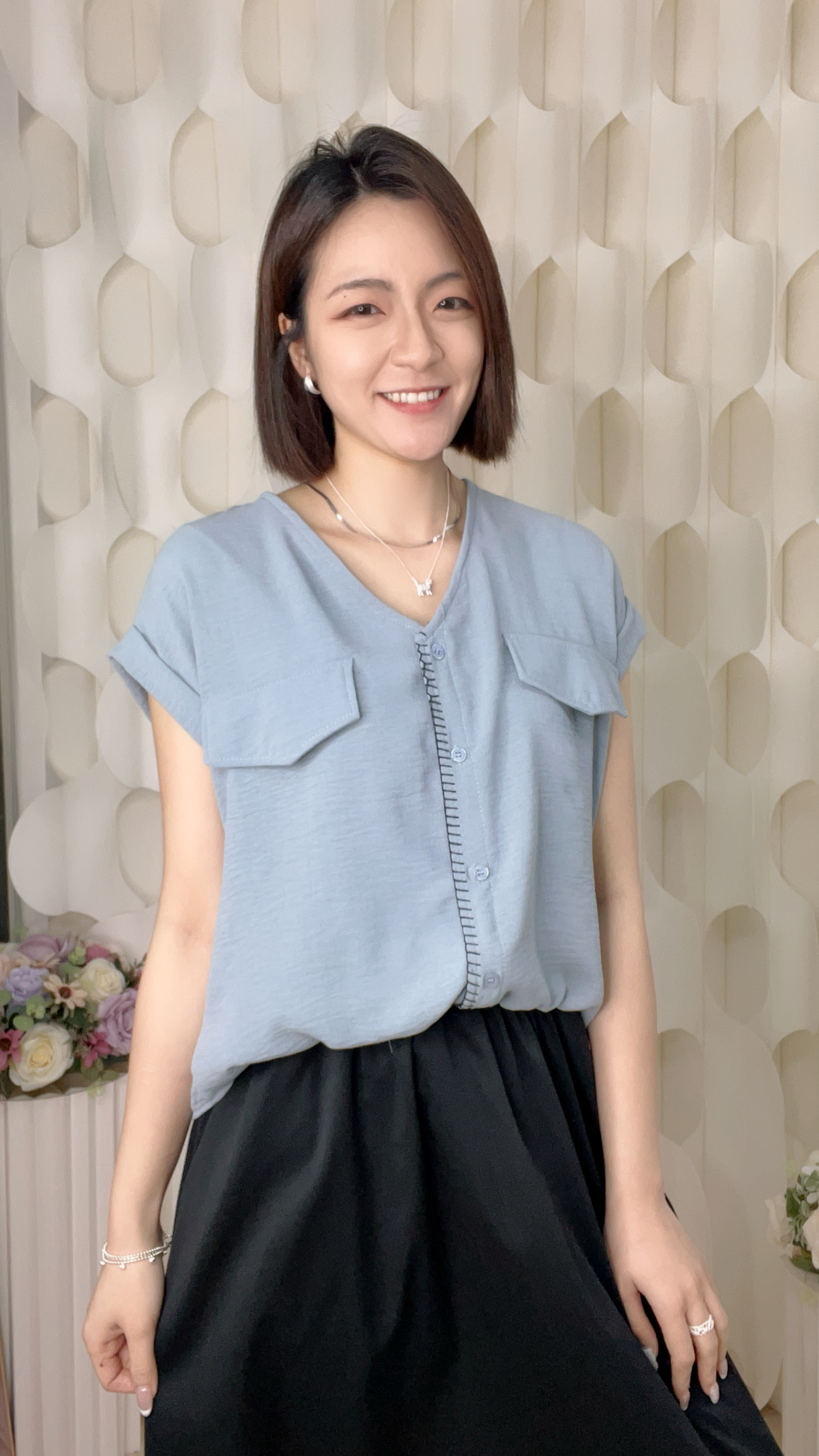 明線雪紡拼西裝料連身裙(胸46 腰28-46 臀48 長44吋) 55622 #0304clo