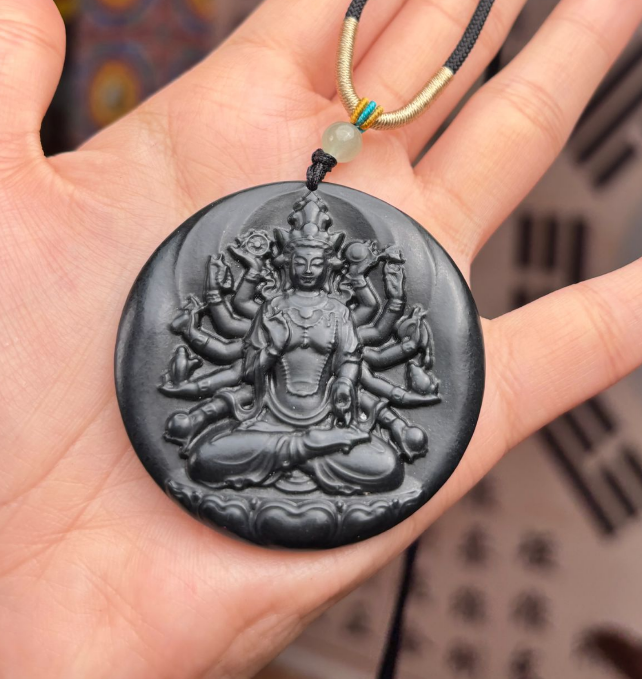 AB260403-H11-和田墨玉千手觀音牌繩鏈(需客人留姓名，性別，出生年月日，二十字內心願)(安師兄道場觀音開庫法事加持)(預計5月尾到貨)(只限尖沙咀門市自取不包郵)