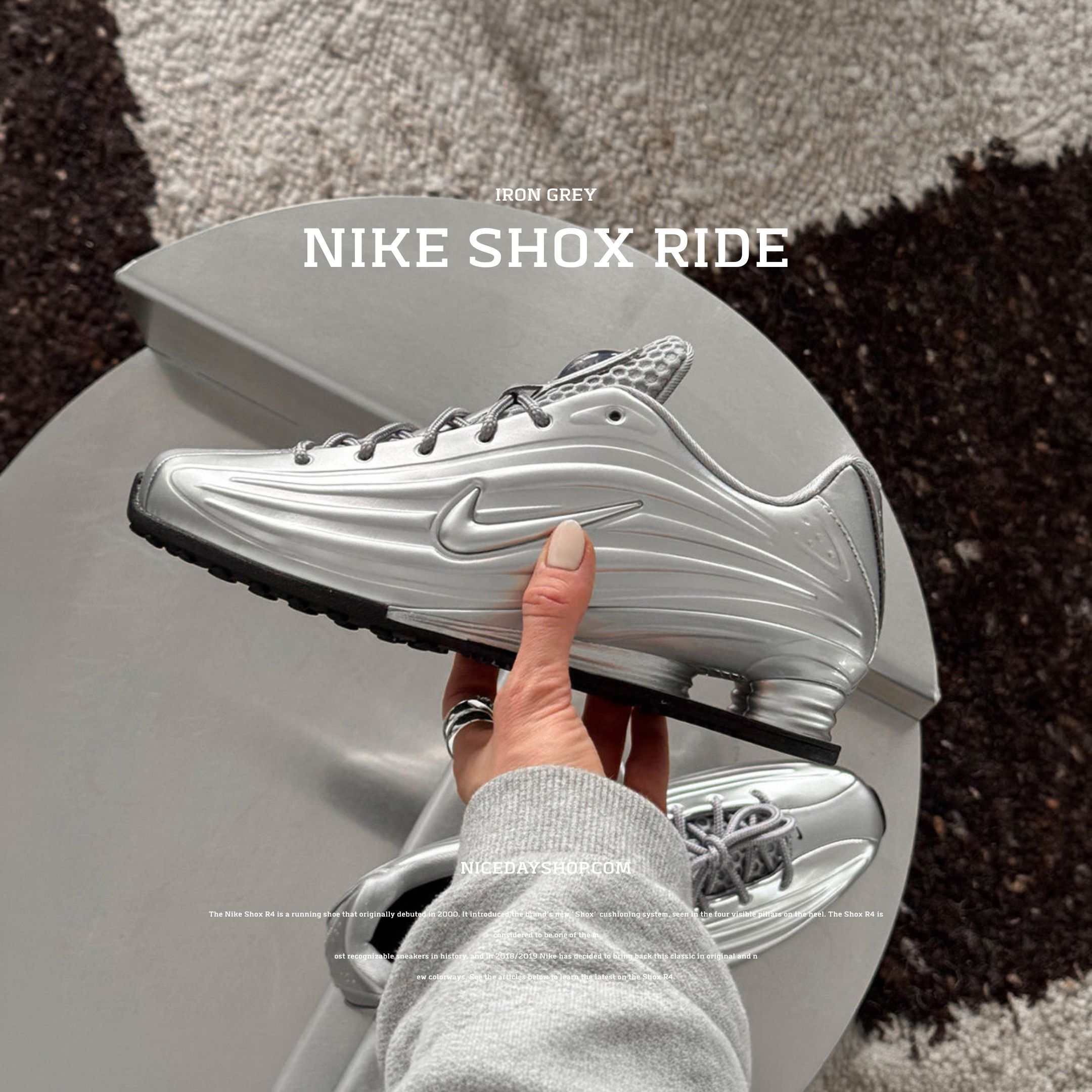 NICEDAY 代購 女款 Nike Metallic Sliver Black 銀色 彈簧 液態銀 IQ7843-002