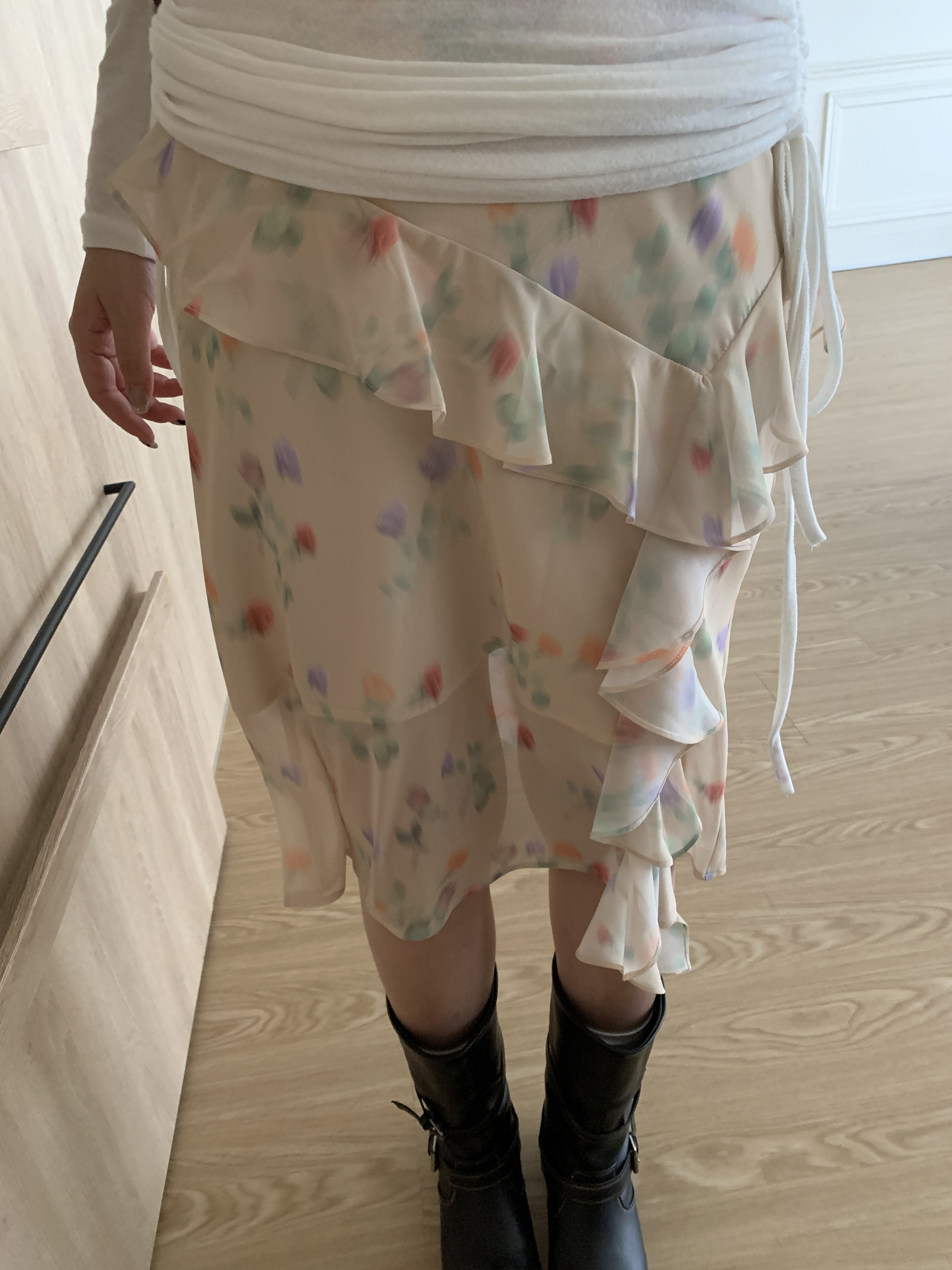 L015/(設計師款)浪漫派,雪紡暈染花中裙