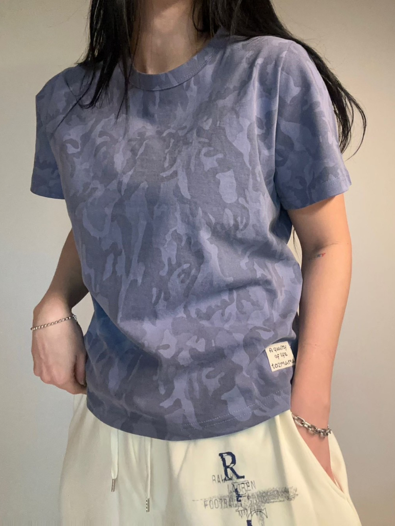 個性日常百搭款★低調迷彩印花棉T