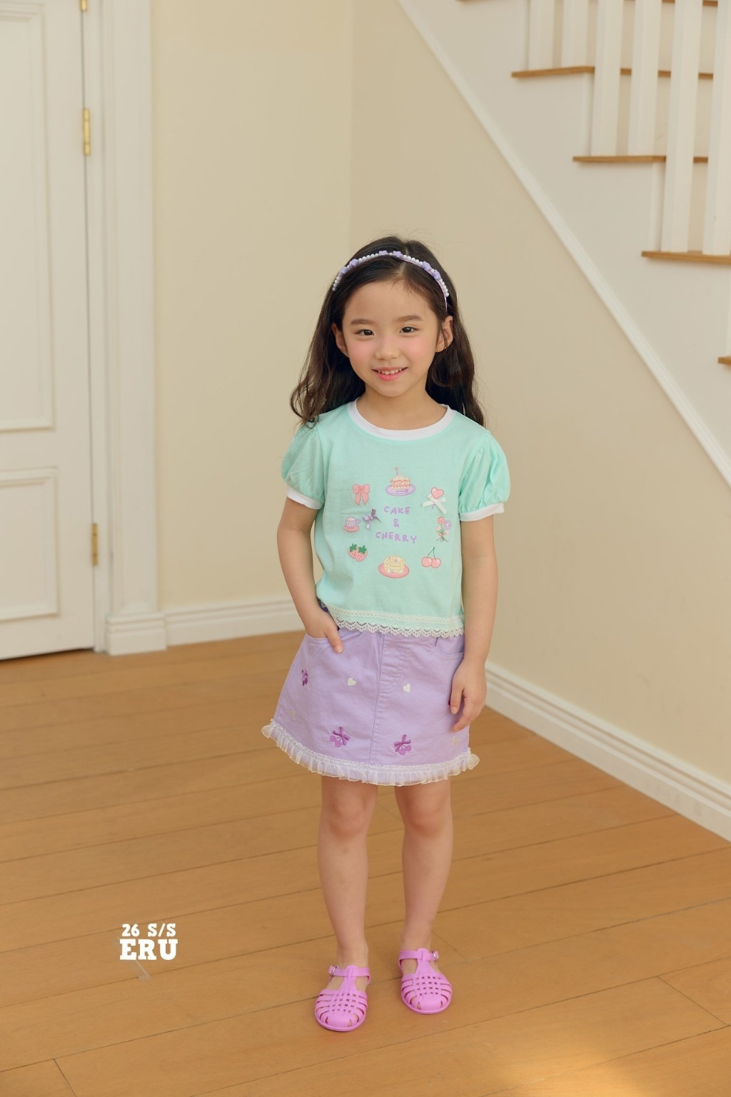 正韓夏Eru 刺繡櫻桃愛心蕾絲褲裙